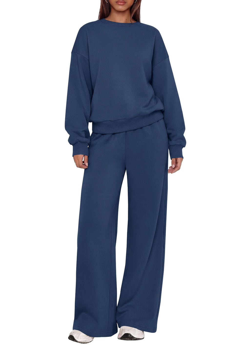 PRETTYGARDEN 2 Piece Lounge Sets for Women Casual Sweatsuits | Soft Fleece Lining,Crew Neck Oversized Sweatshirt & Wide Leg Pants,Workout Airport Matching Set Tracksuit,Fall Winter Outfits