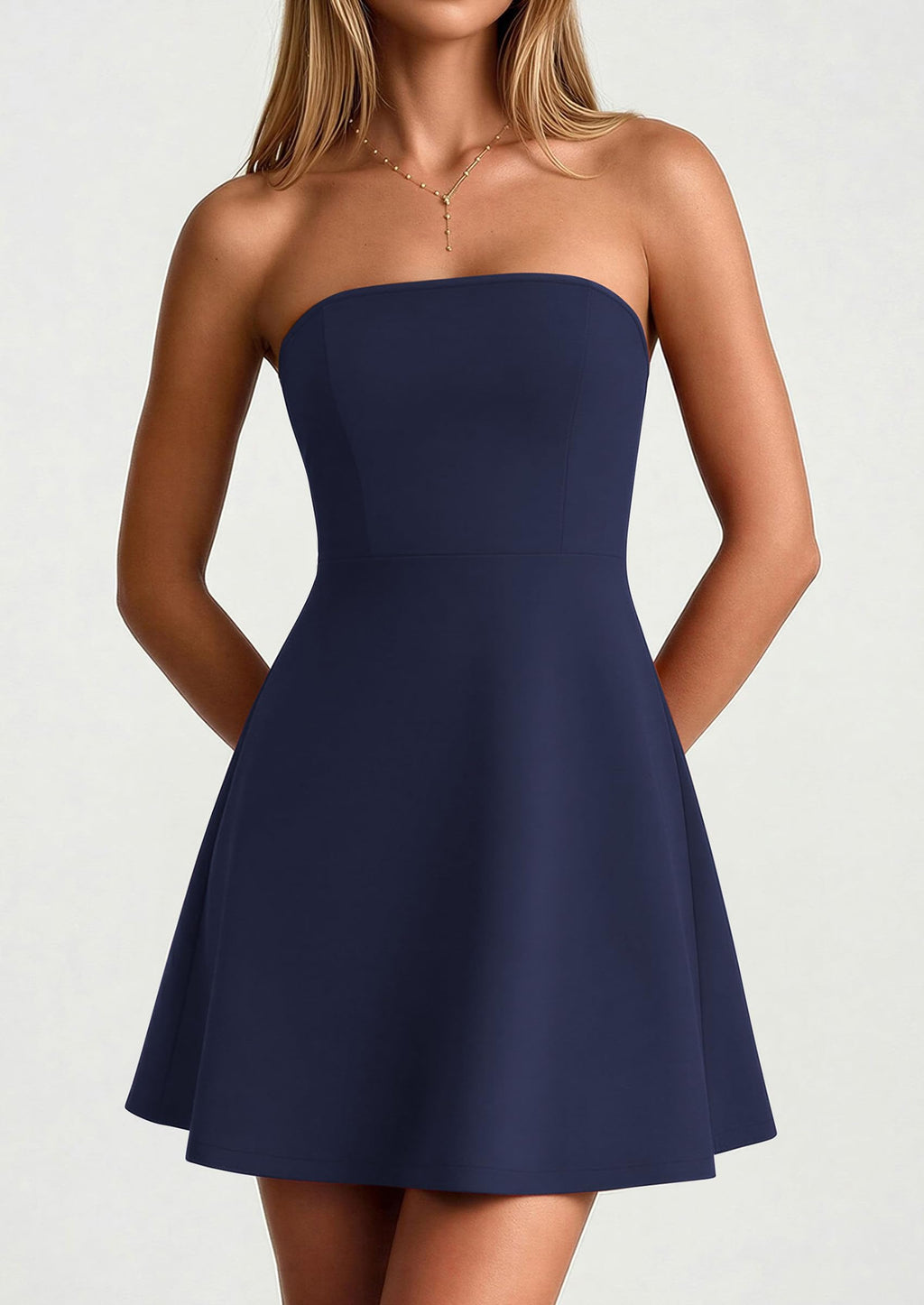 PRETTYGARDEN Women's Strapless Mini Summer Dress  Spring A Line Tube Top Wedding Guest Cocktail Party Short Dresses