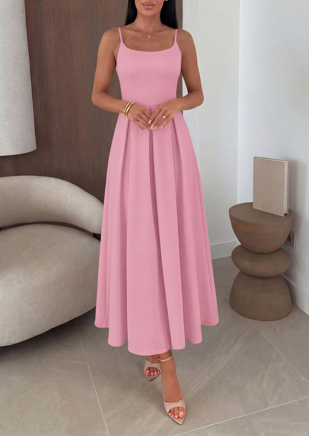 PRETTYGARDEN Cocktail Dresses for Women  Spring Elegant Ruffle A Line Long Flowy Summer Formal Wedding Guest Maxi Dress