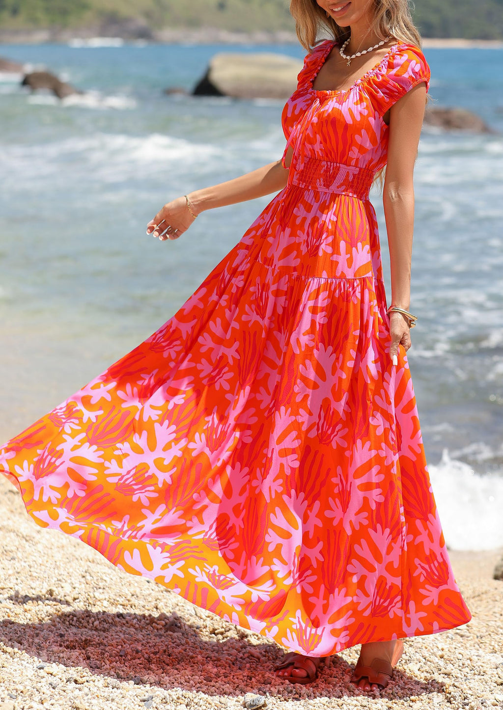 PRETTYGARDEN Boho Maxi Dresses for Women  Summer Floral Wedding Guest Dress Resort Wear Spring Long Flowy Beach Sundress