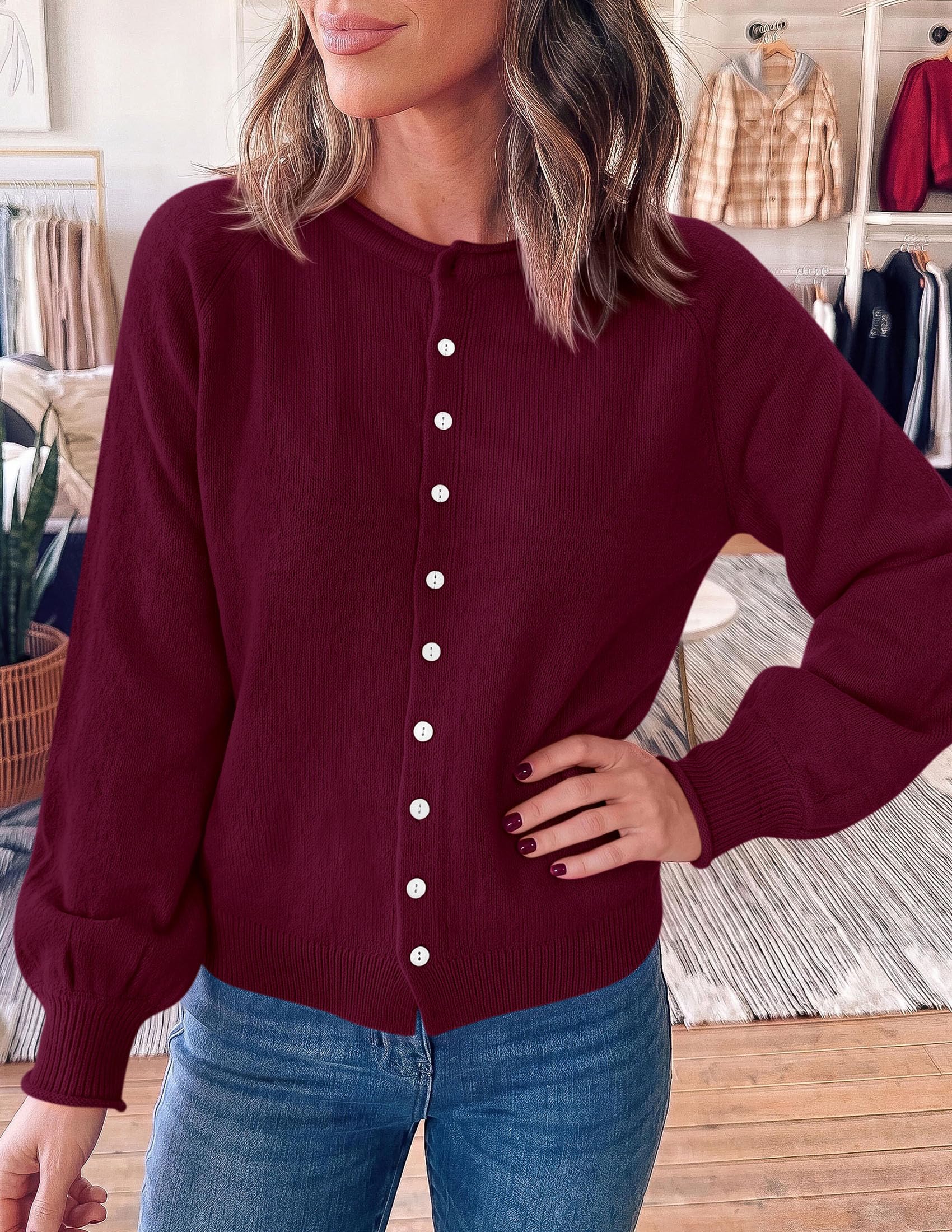 PRETTYGARDEN Women's Knit Cardigan Lightweight Cozy Sweaters Comfy Long Sleeve Work Tops, Button Down Shirts, Rolled Edges, Casual Fall Clothes for Going Out, Holiday, Winter Layering