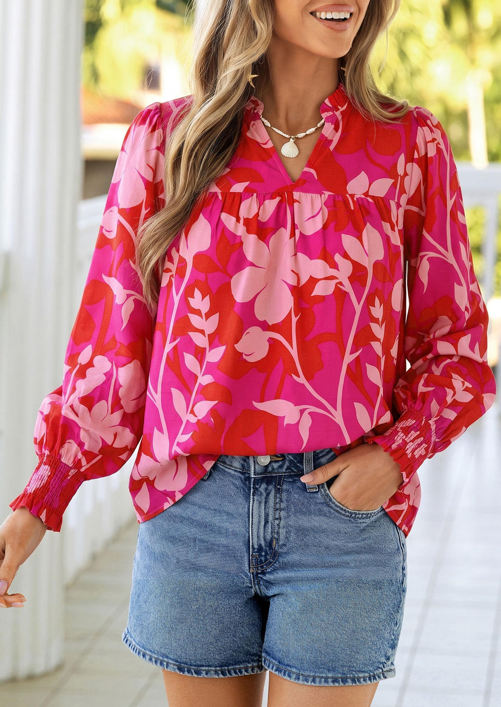 PRETTYGARDEN Women's Boho Floral Blouses Dressy Casual