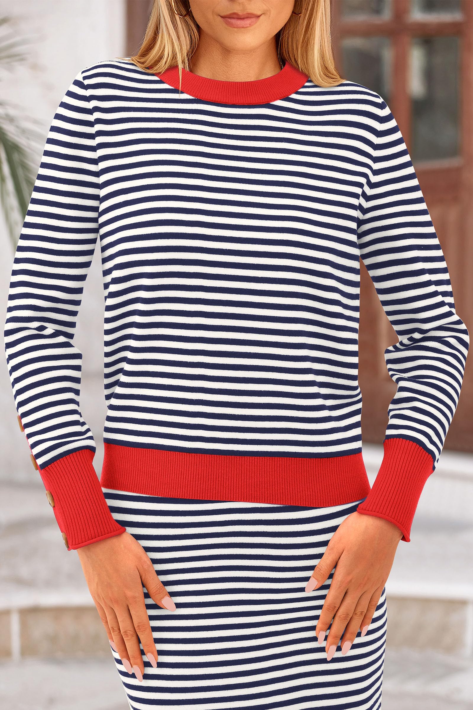 PRETTYGARDEN 2 Piece Skirts Sets For Women Fall Fashion Striped Sweater Dress Knit Lounge Travel Outfits Winter Clothing