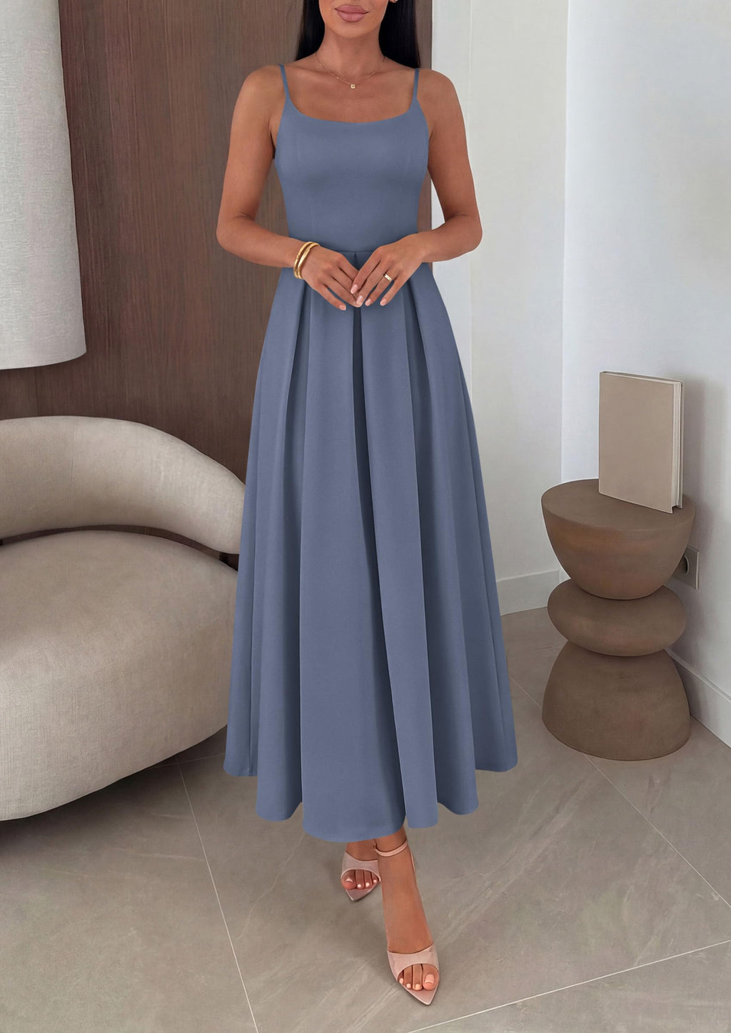 PRETTYGARDEN Cocktail Dresses for Women  Spring Elegant Ruffle A Line Long Flowy Summer Formal Wedding Guest Maxi Dress