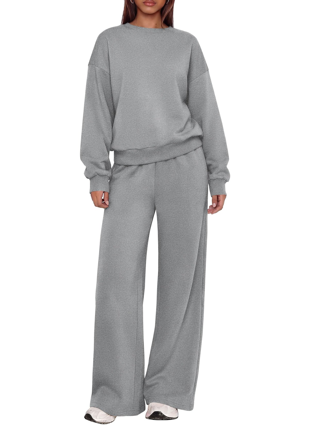 PRETTYGARDEN 2 Piece Lounge Sets for Women Casual Sweatsuits | Soft Fleece Lining,Crew Neck Oversized Sweatshirt & Wide Leg Pants,Workout Airport Matching Set Tracksuit,Fall Winter Outfits