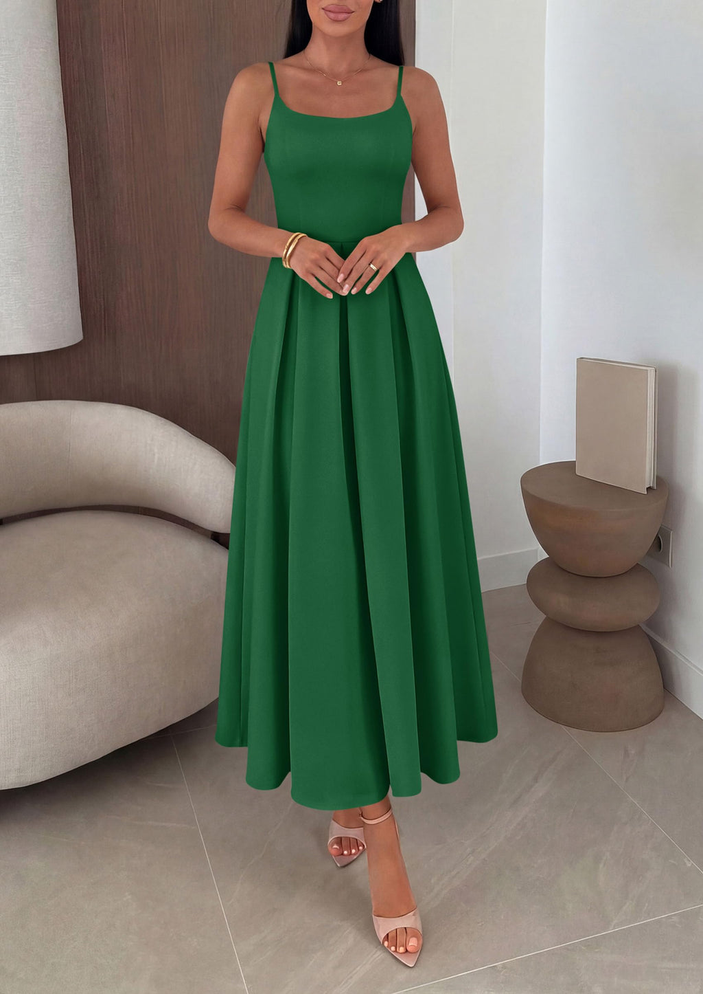 PRETTYGARDEN Cocktail Dresses for Women  Spring Elegant Ruffle A Line Long Flowy Summer Formal Wedding Guest Maxi Dress