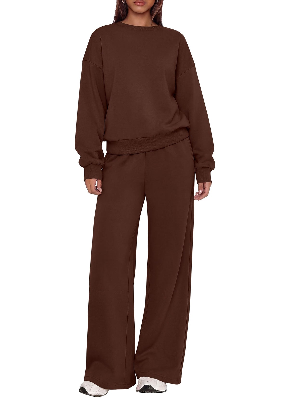 PRETTYGARDEN 2 Piece Lounge Sets for Women Casual Sweatsuits | Soft Fleece Lining,Crew Neck Oversized Sweatshirt & Wide Leg Pants,Workout Airport Matching Set Tracksuit,Fall Winter Outfits
