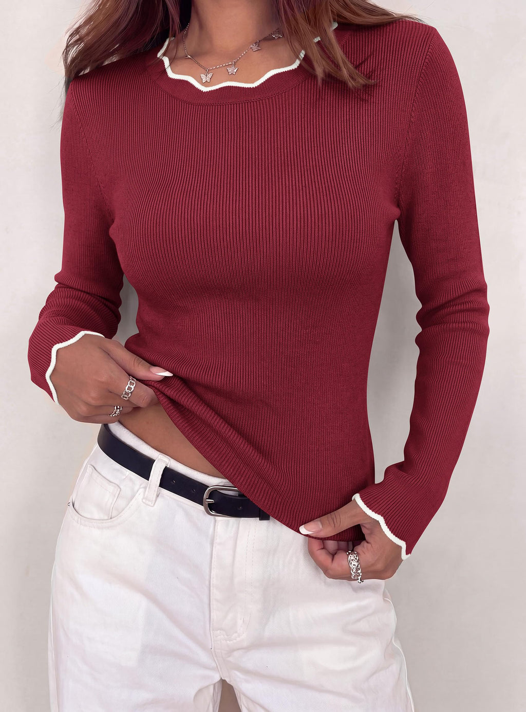 PRETTYGARDEN Women's Long Sleeve Ribbed Knit Pullover Sweaters