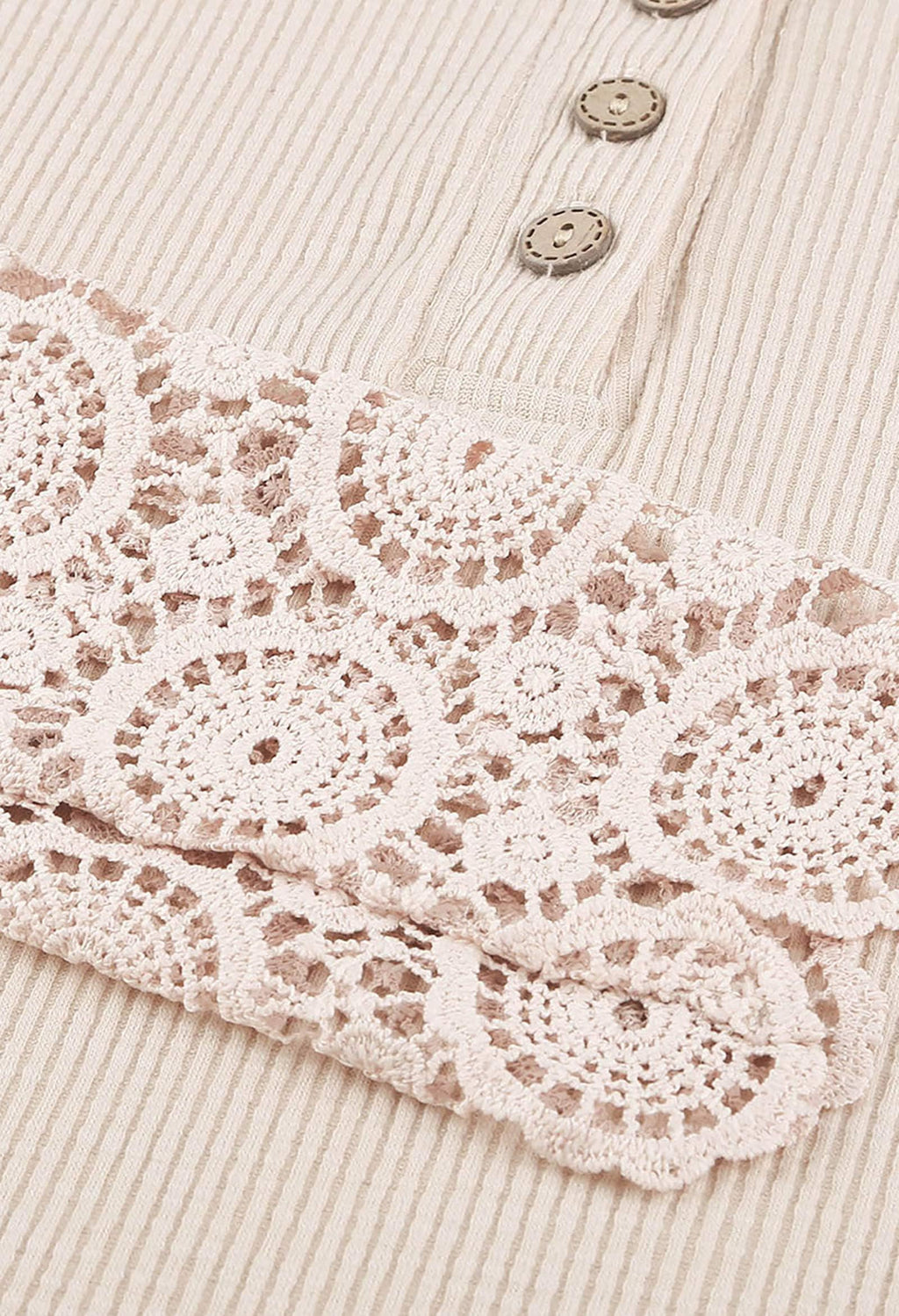 FreshPretty Women Long Sleeve Shirts Spring Solid Button Up V Neck Lace Long Sleeves Slim Fit Knit Casual Fall T-Shirts