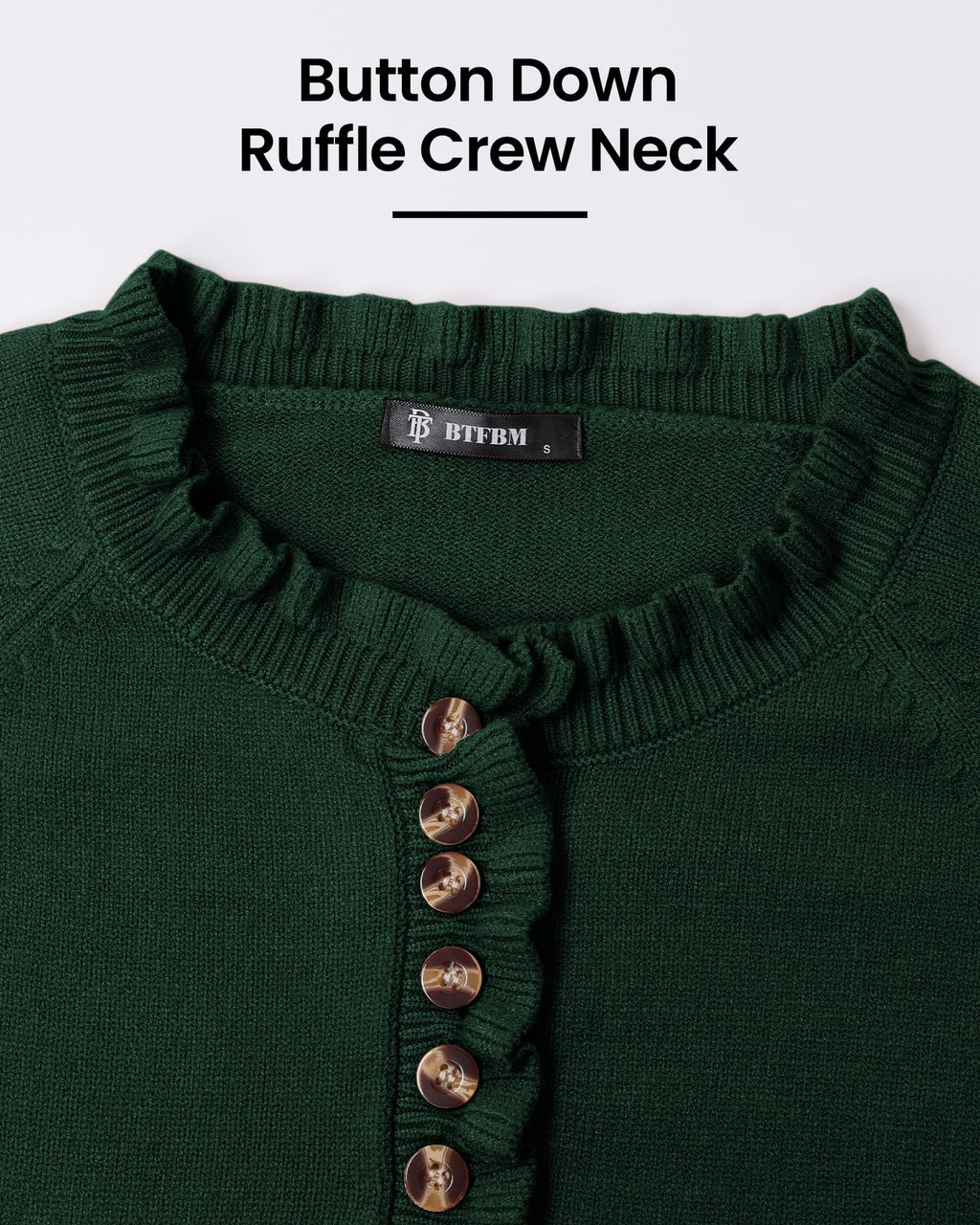 FreshPretty Womens Sweaters Fall Winter Clothes Long Sleeve Button Down Ruffle Crew Neck Casual Knitted Pullover Tops