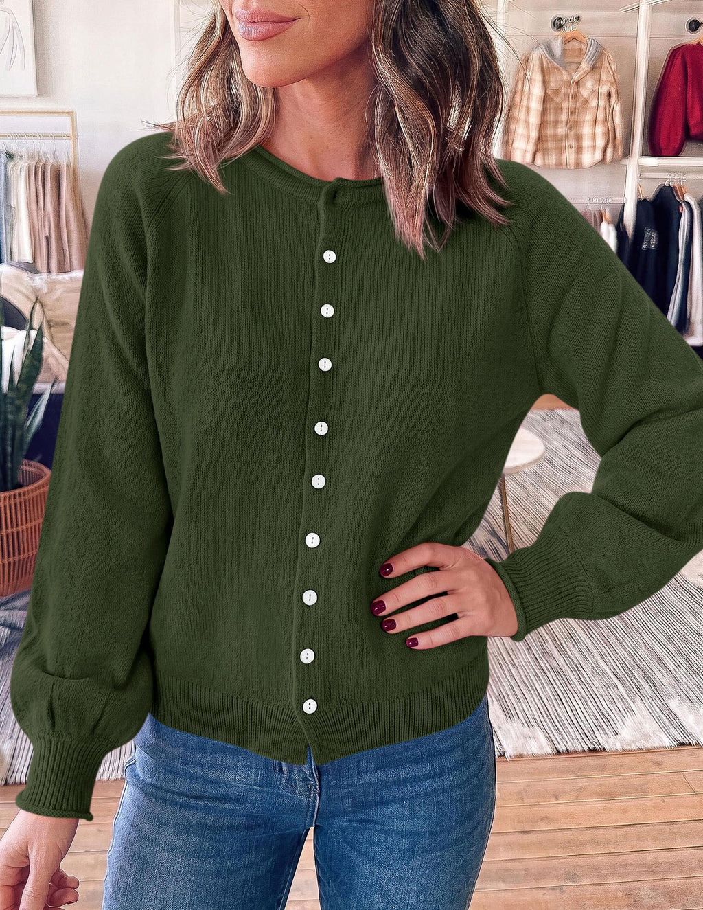 PRETTYGARDEN Women's Knit Cardigan Lightweight Cozy Sweaters Comfy Long Sleeve Work Tops, Button Down Shirts, Rolled Edges, Casual Fall Clothes for Going Out, Holiday, Winter Layering