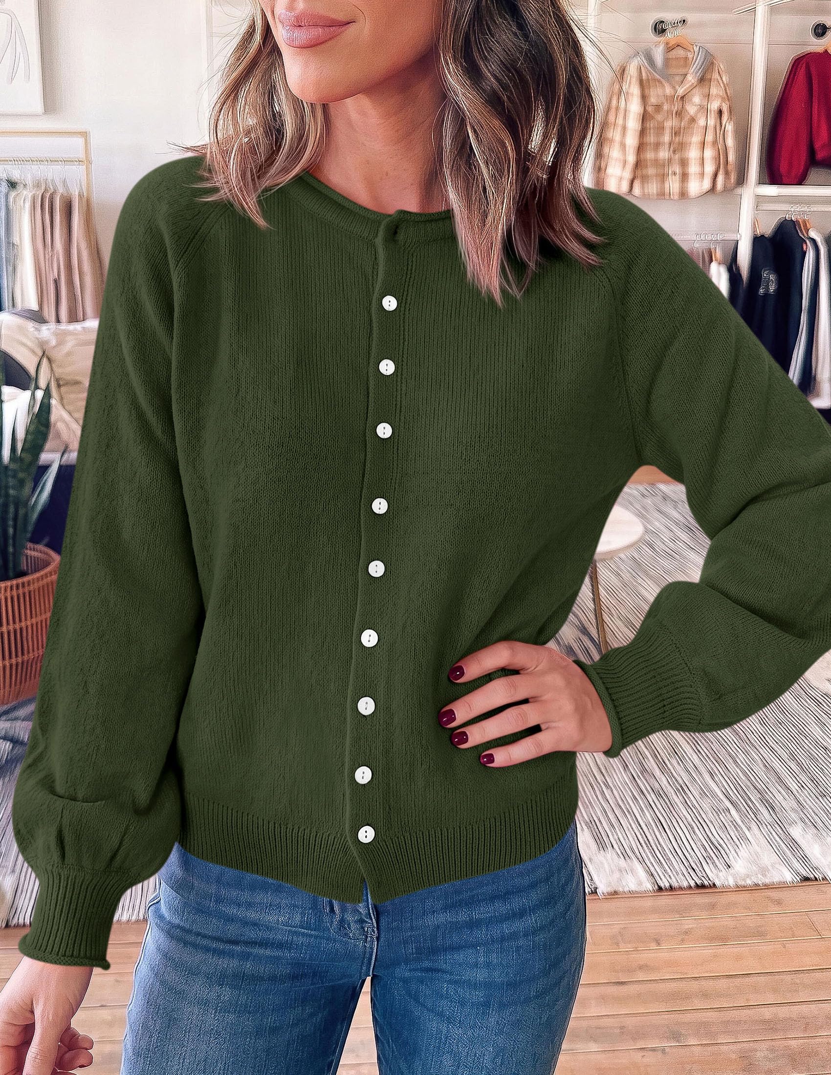 PRETTYGARDEN Women's Knit Cardigan Lightweight Cozy Sweaters Comfy Long Sleeve Work Tops, Button Down Shirts, Rolled Edges, Casual Fall Clothes for Going Out, Holiday, Winter Layering
