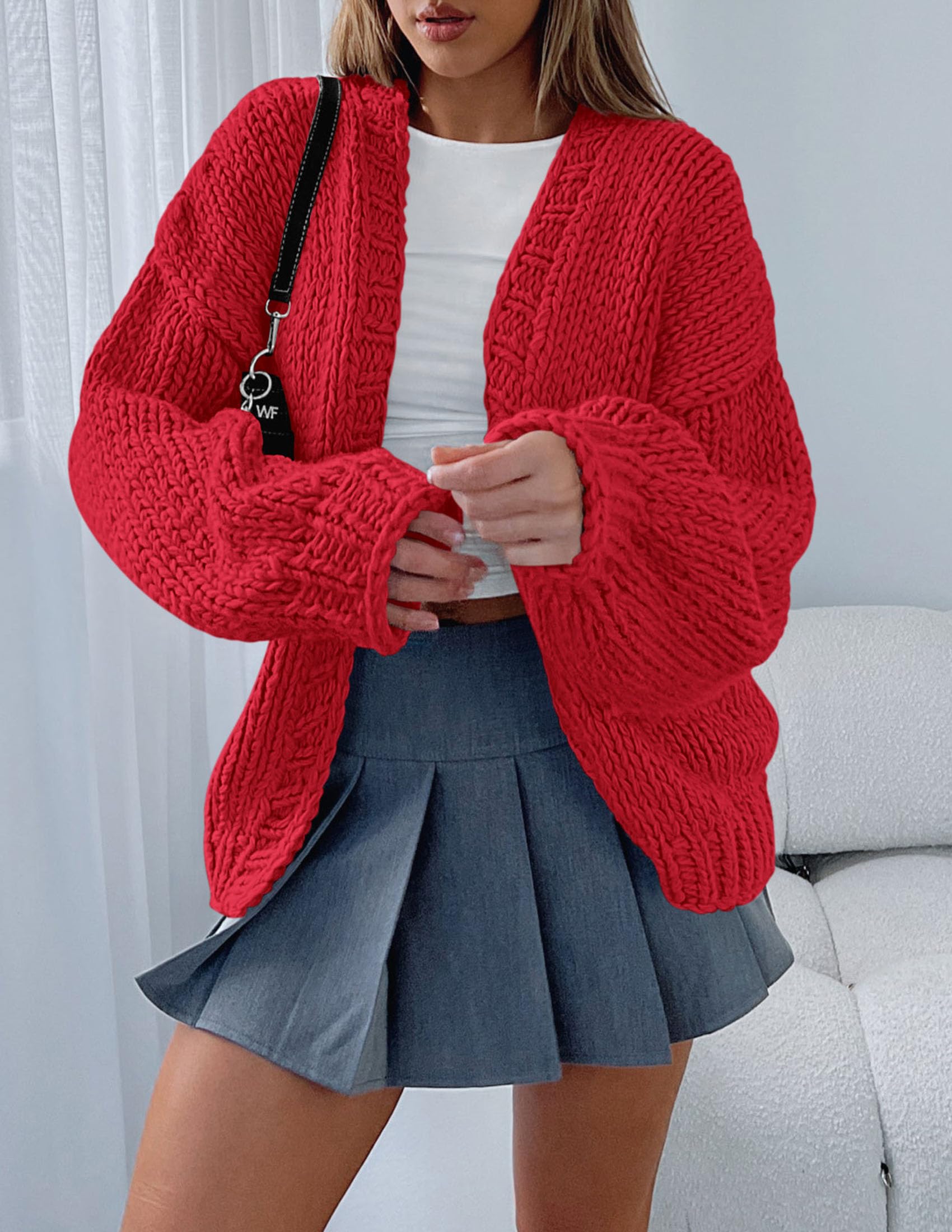 PRETTYGARDEN Cardigan Sweaters for Women Trendy Fall Fashion Long Sleeve Chunky Knit Cardigans Winter Clothing Outfits