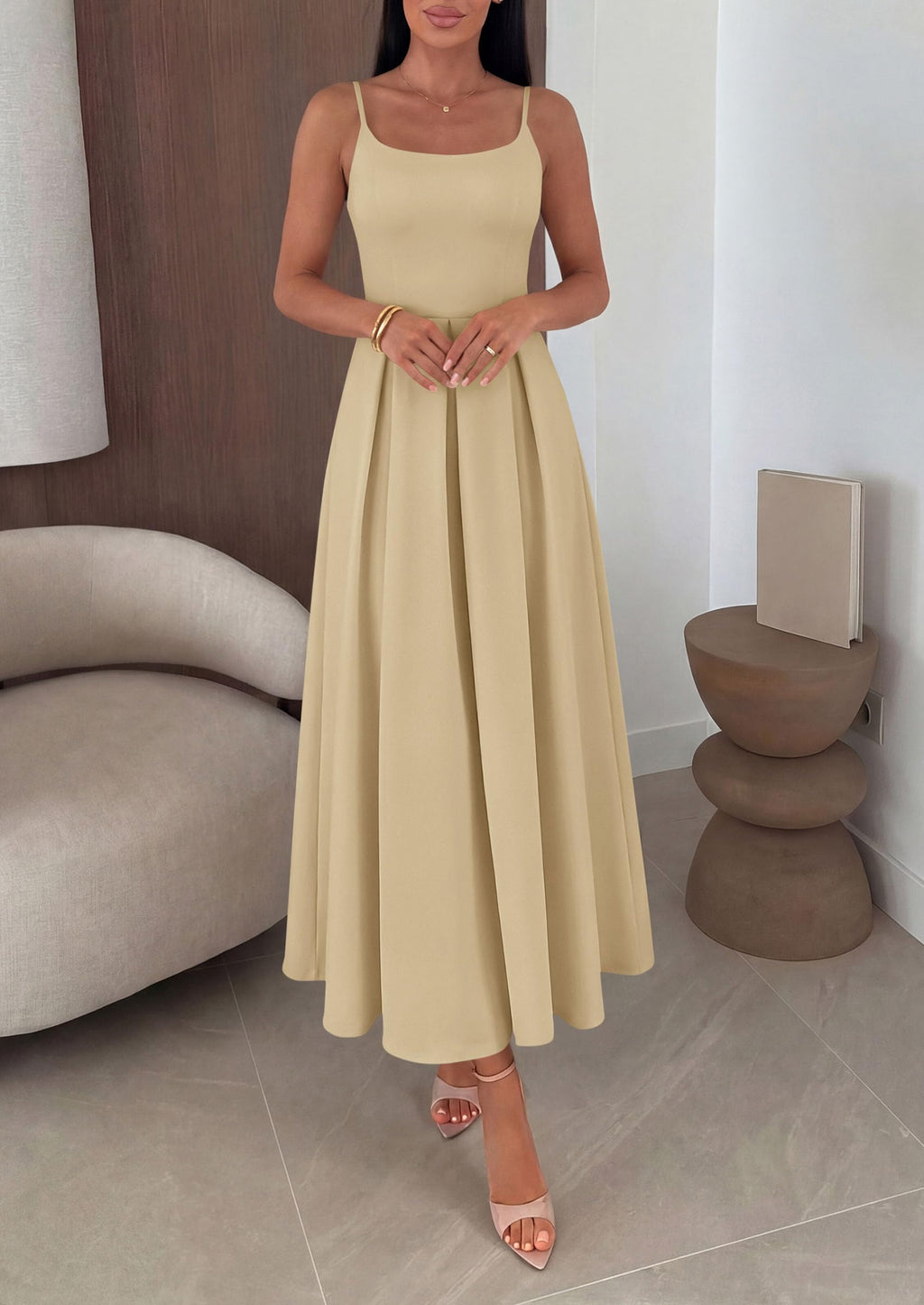 PRETTYGARDEN Cocktail Dresses for Women  Spring Elegant Ruffle A Line Long Flowy Summer Formal Wedding Guest Maxi Dress