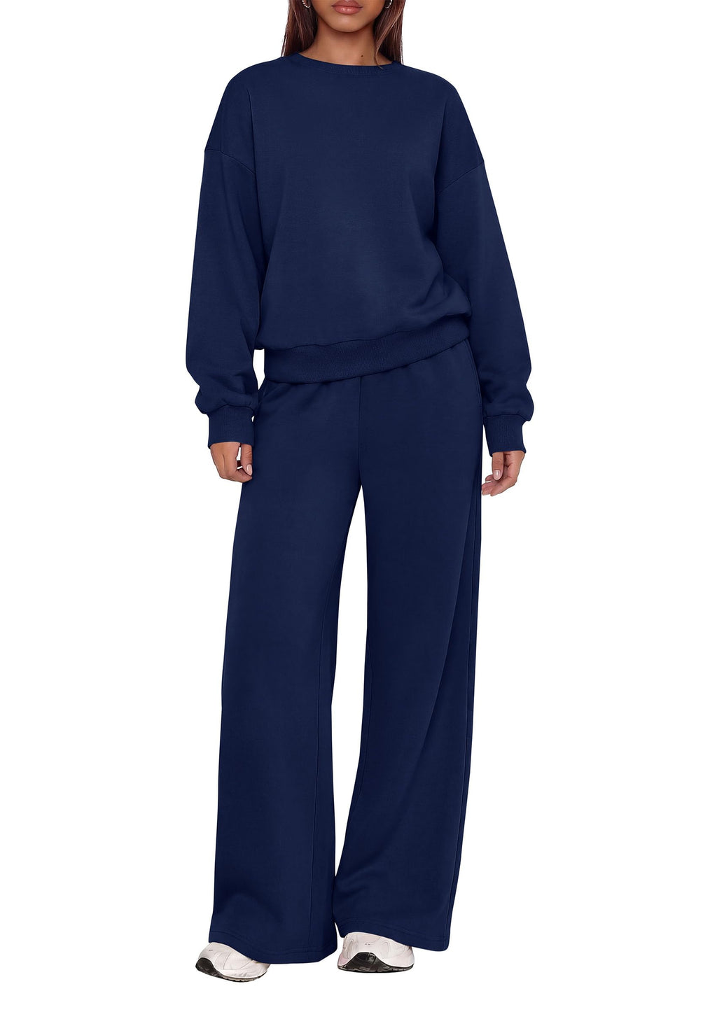 PRETTYGARDEN 2 Piece Lounge Sets for Women Casual Sweatsuits | Soft Fleece Lining,Crew Neck Oversized Sweatshirt & Wide Leg Pants,Workout Airport Matching Set Tracksuit,Fall Winter Outfits