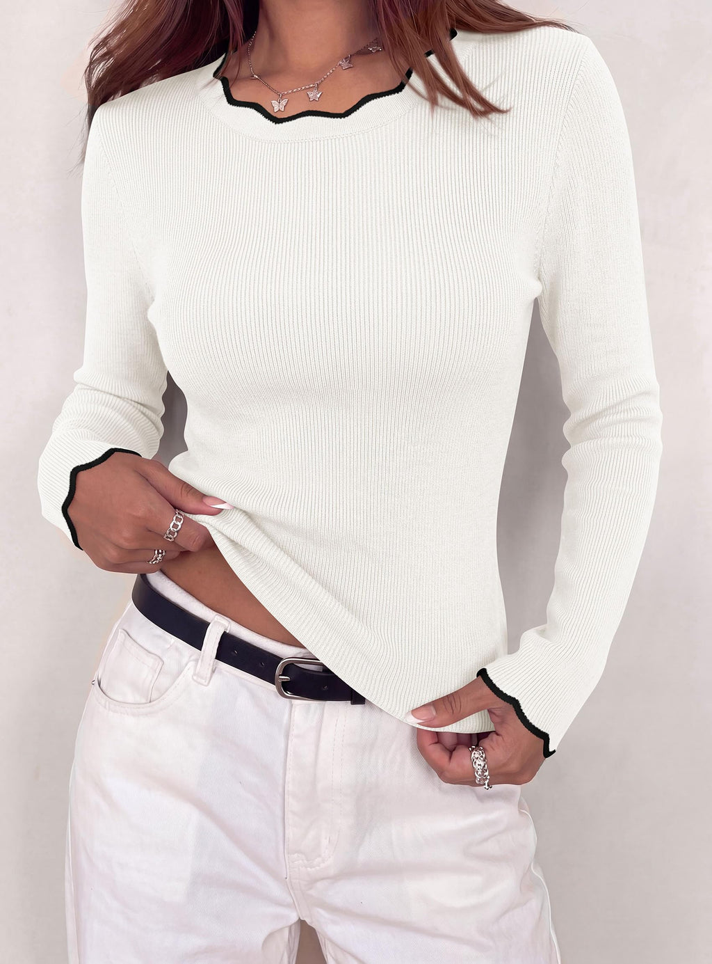 PRETTYGARDEN Women's Long Sleeve Ribbed Knit Pullover Sweaters