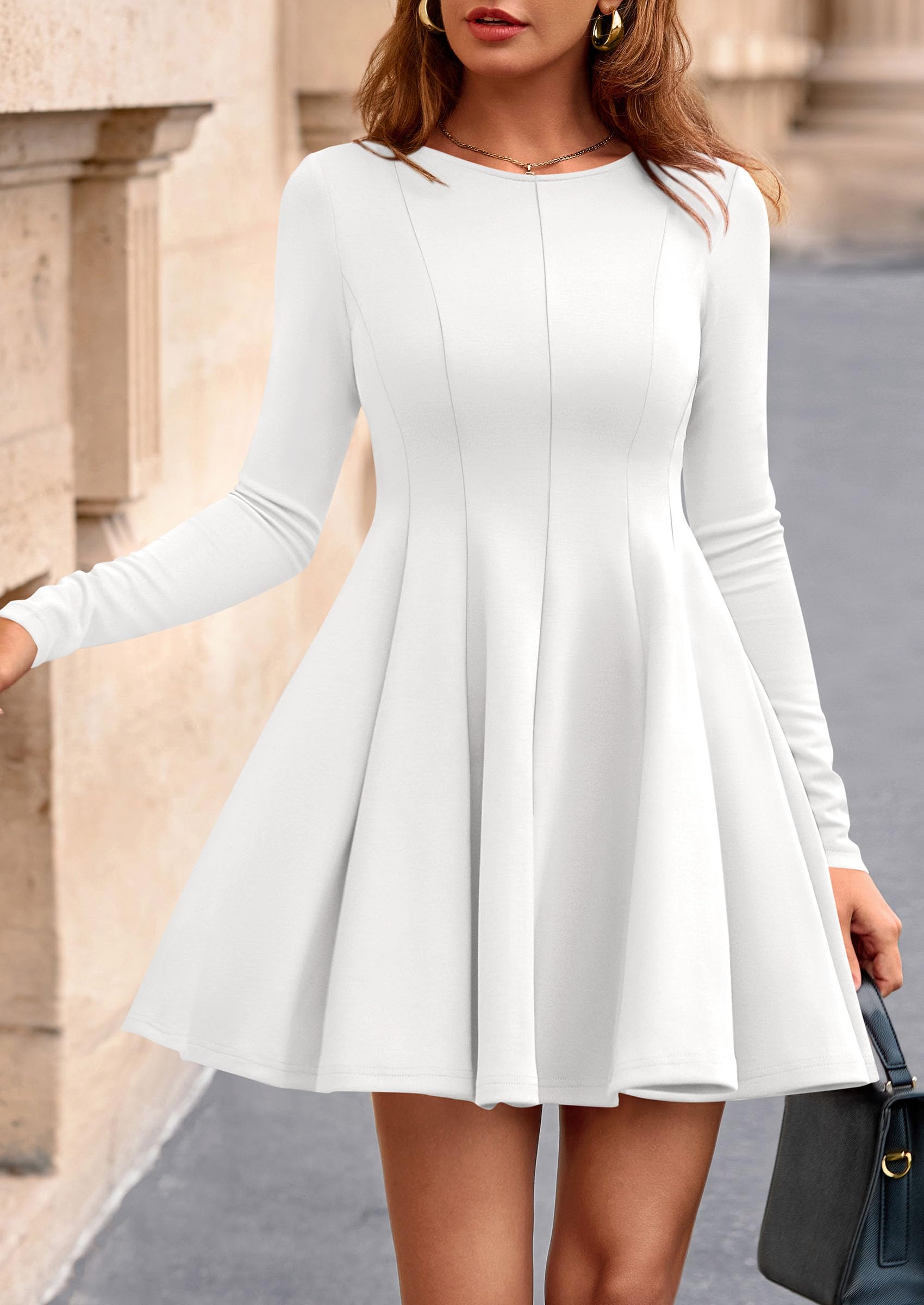 PRETTYGARDEN Fall Cocktail Dresses for Women Elegant Classy Wedding Guest  Long Sleeve Homecoming Party A Line Mini Dress