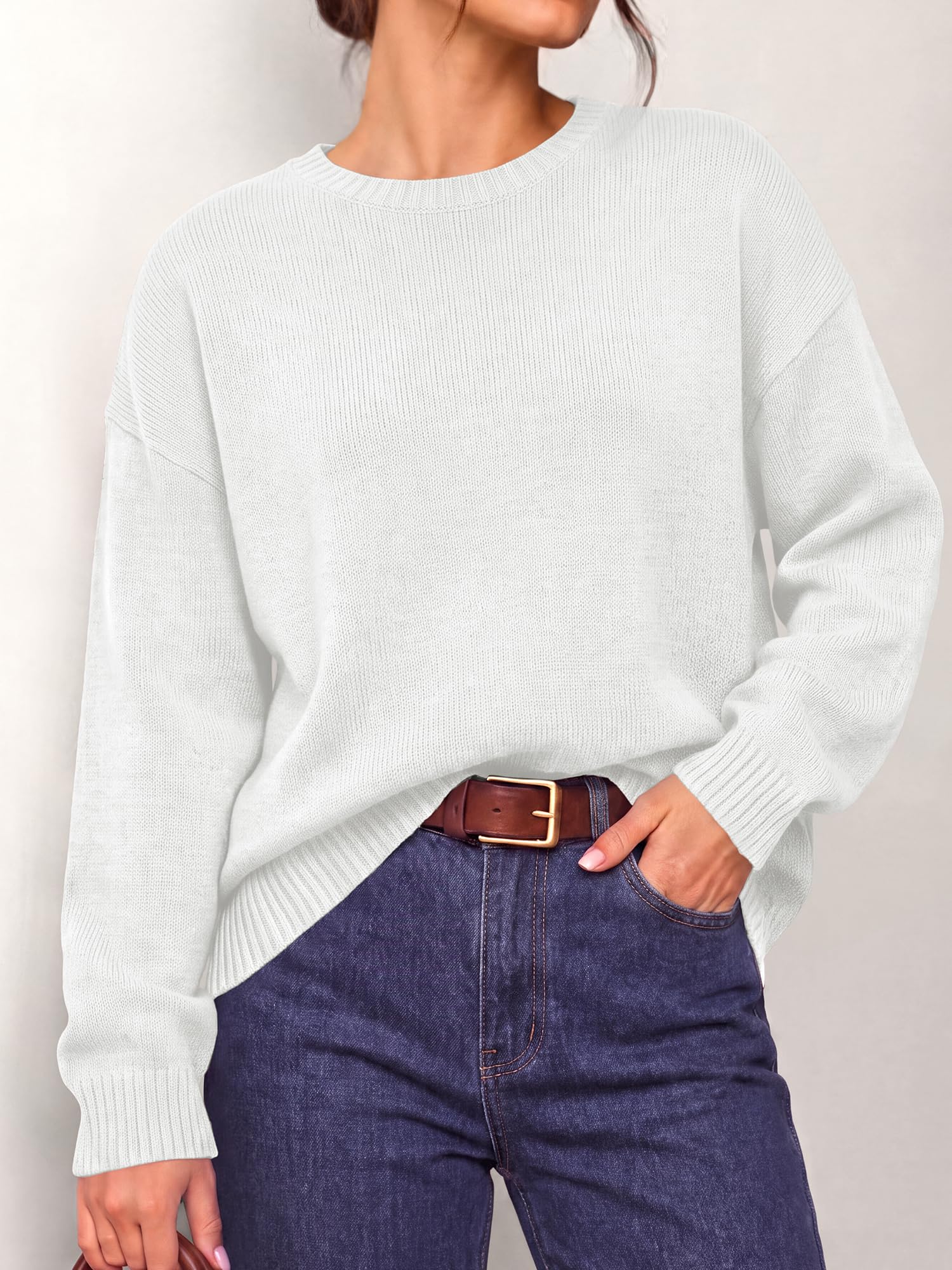 BTFBM Oversized Sweaters for Women Fall Clothes Crewneck Winter Outfits Drop Shoulder Tunics, Long Sleeve Pullover Tops, Loose Fit Tunic Tops, Casual Cozy Fashion Clothing, Going Out Outfits