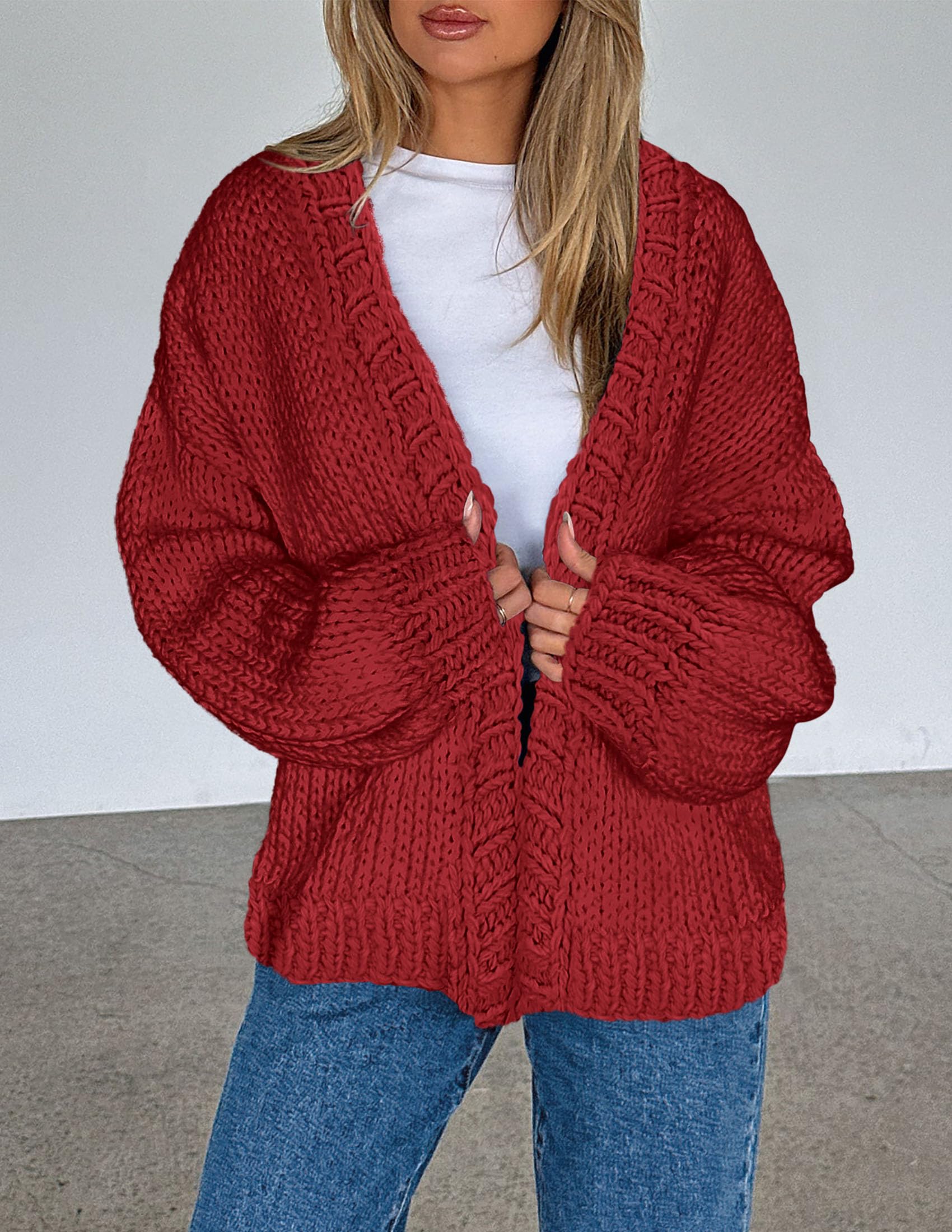 PRETTYGARDEN Cardigan Sweaters for Women Trendy Fall Fashion Long Sleeve Chunky Knit Cardigans Winter Clothing Outfits