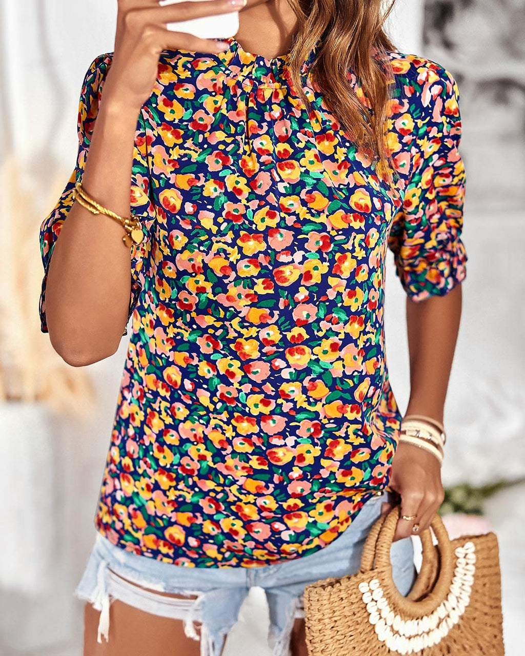 FreshPretty Women's Dressy Casual Blouses Business Work Tops Lace Trim Short Sleeve Office Shirts Summer Spring Outfits