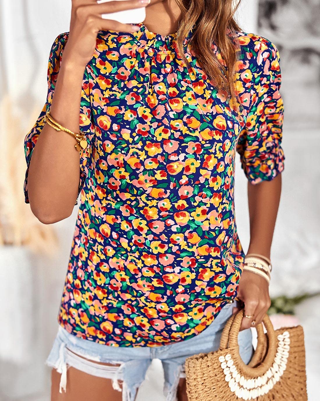 FreshPretty Women's Dressy Casual Blouses Business Work Tops Lace Trim Short Sleeve Office Shirts Summer Spring Outfits