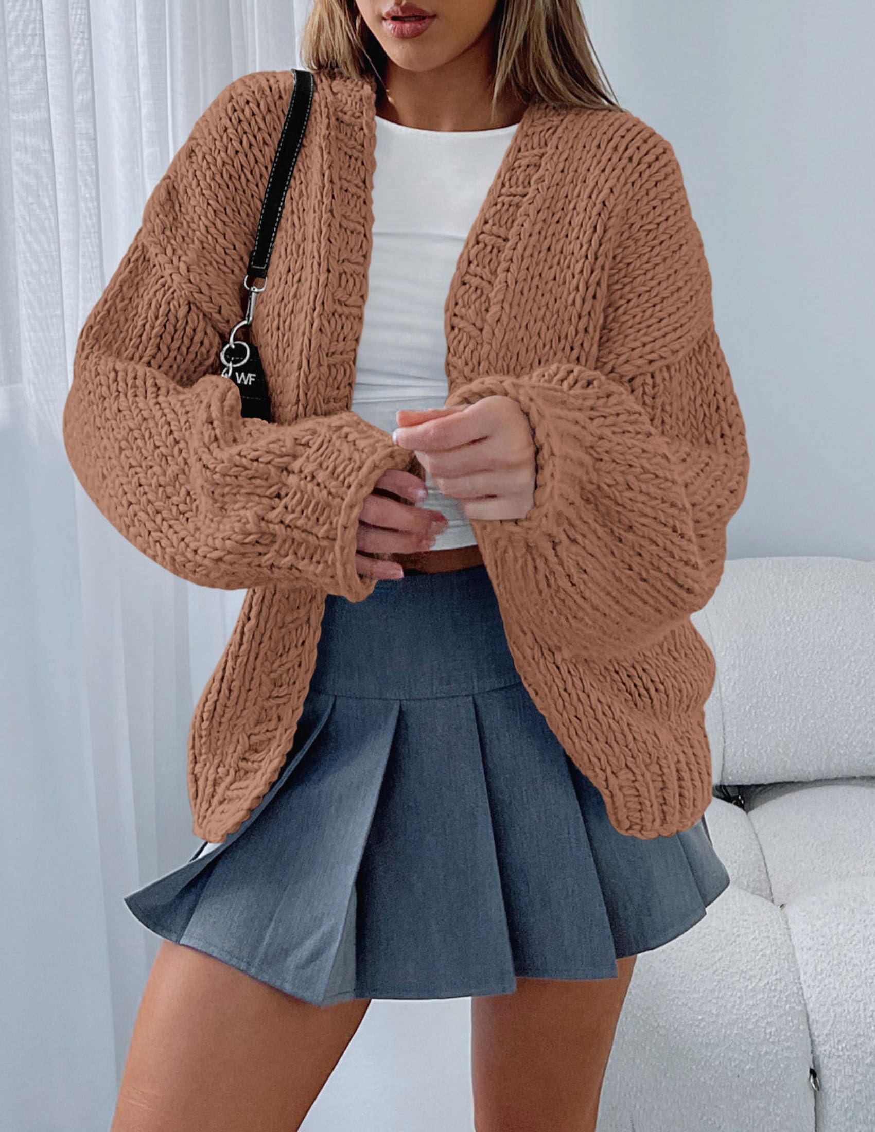 PRETTYGARDEN Cardigan Sweaters for Women Trendy Fall Fashion Long Sleeve Chunky Knit Cardigans Winter Clothing Outfits