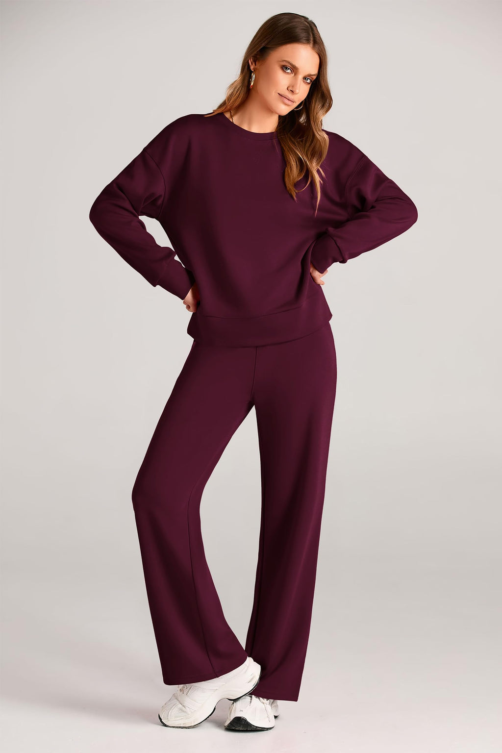 PRETTYGARDEN Womens 2 Piece Outfits Fall Long Sleeve Sweatshirt Wide Leg Pants Lounge Sets Winter Sweatsuits Tracksuit