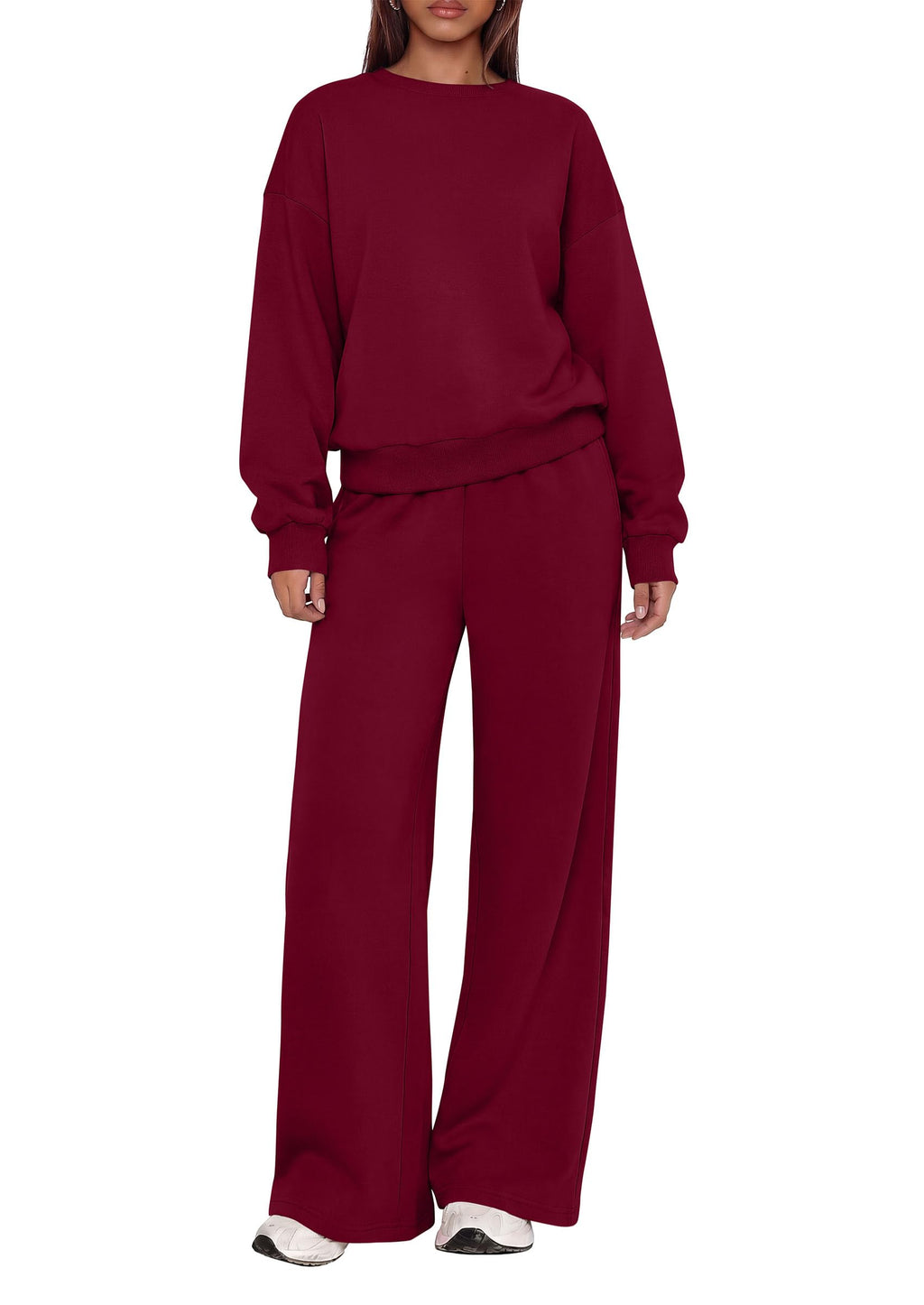 PRETTYGARDEN 2 Piece Lounge Sets for Women Casual Sweatsuits | Soft Fleece Lining,Crew Neck Oversized Sweatshirt & Wide Leg Pants,Workout Airport Matching Set Tracksuit,Fall Winter Outfits