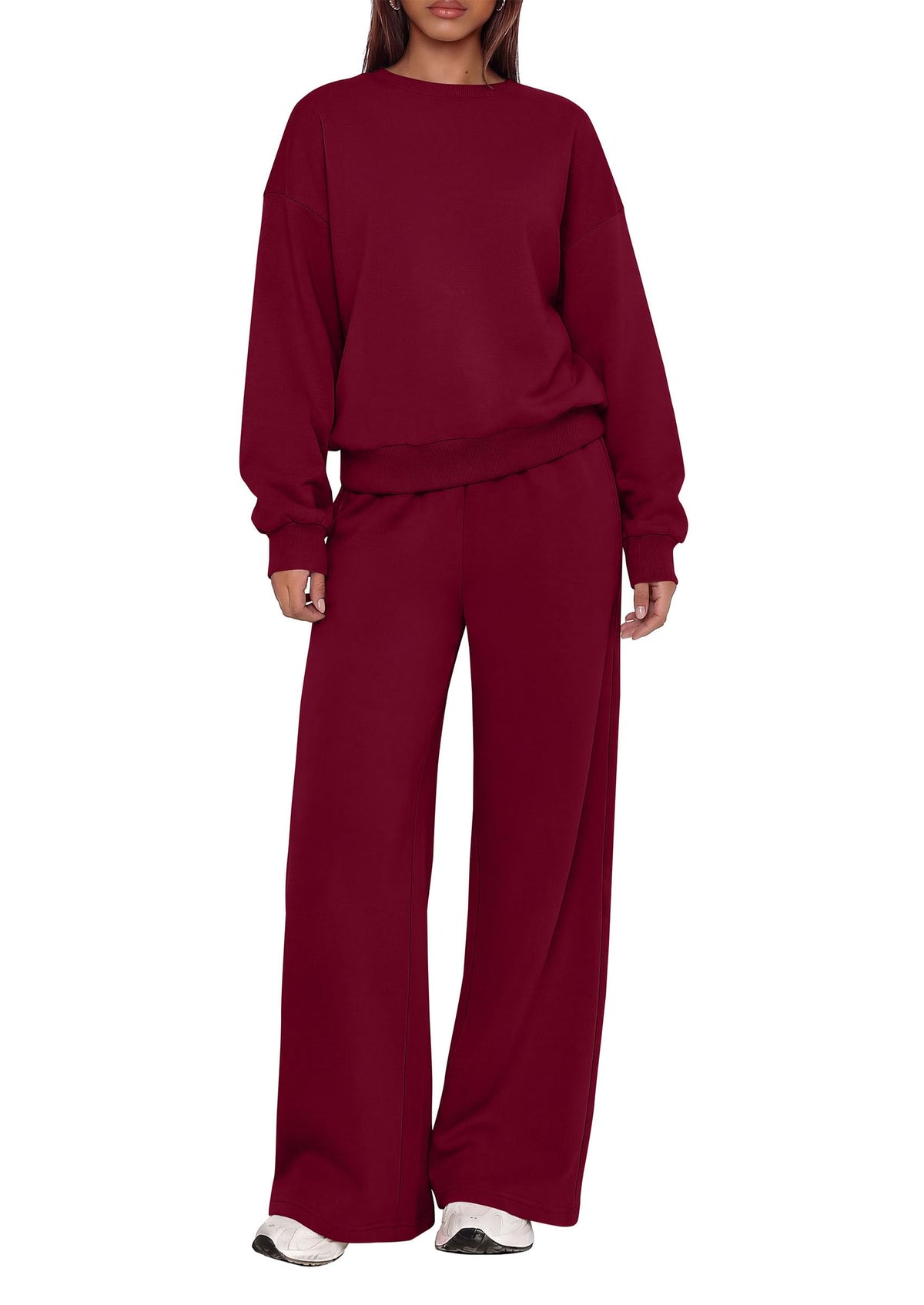 PRETTYGARDEN 2 Piece Lounge Sets for Women Casual Sweatsuits | Soft Fleece Lining,Crew Neck Oversized Sweatshirt & Wide Leg Pants,Workout Airport Matching Set Tracksuit,Fall Winter Outfits