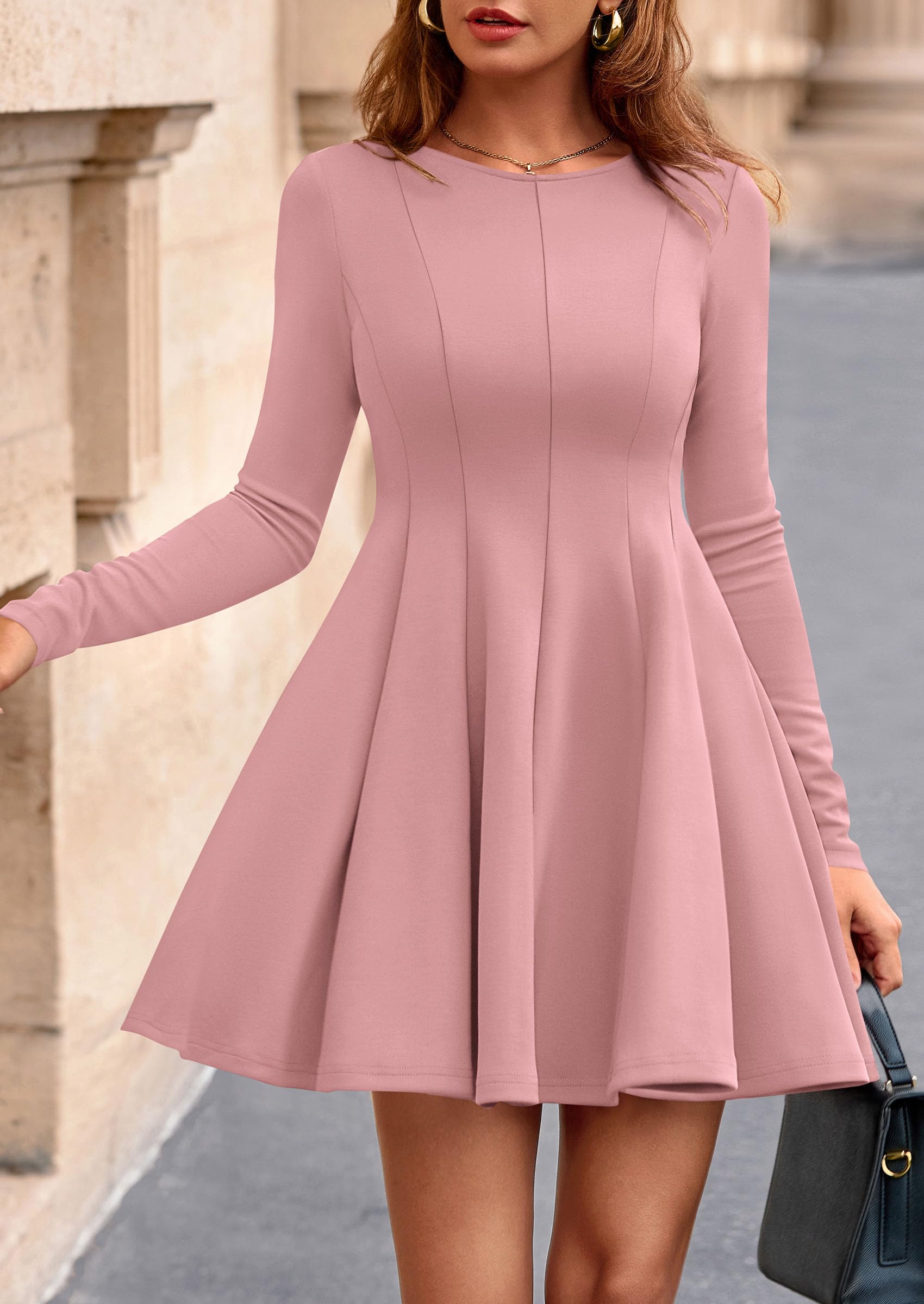 PRETTYGARDEN Fall Cocktail Dresses for Women Elegant Classy Wedding Guest  Long Sleeve Homecoming Party A Line Mini Dress