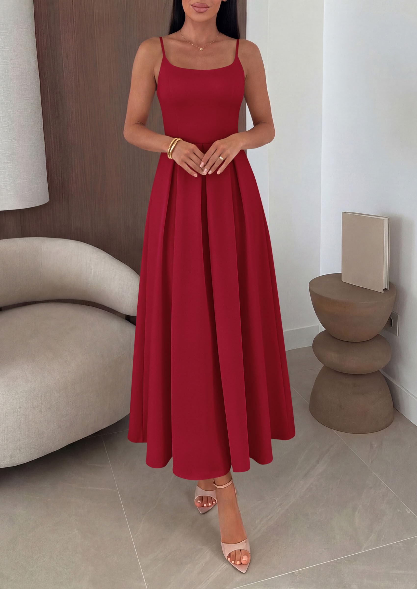 PRETTYGARDEN Cocktail Dresses for Women  Spring Elegant Ruffle A Line Long Flowy Summer Formal Wedding Guest Maxi Dress