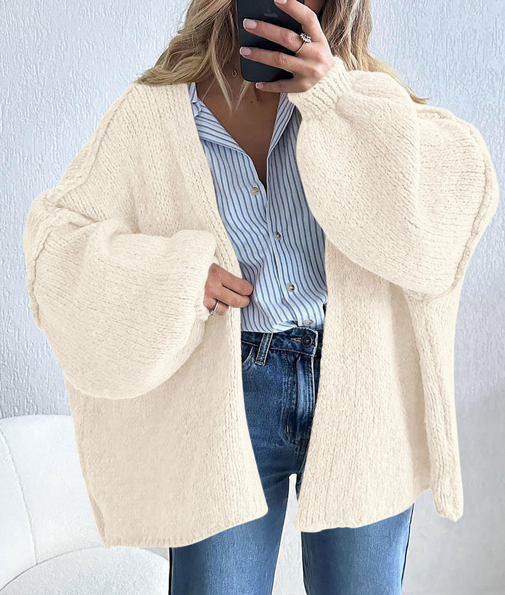 PRETTYGARDEN Womens Oversized Cardigan Sweaters Fall Long Lantern Sleeve Knit Open Front Lightweight Sweater