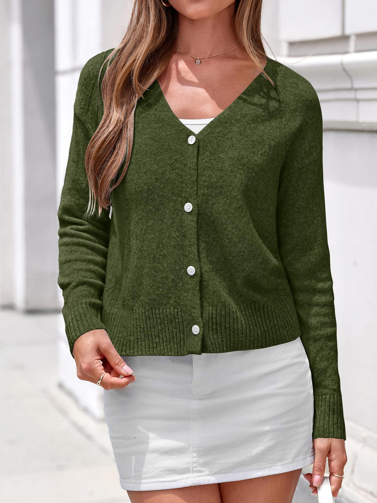 BTFBM V Neck Cardigan Sweaters for Women 2026 | Long Sleeve Knit Sweater, Button Down Shrug Tops, Open Front, Lightweight Cardigans, Business Casual Outfits,Fall Winter Clothing