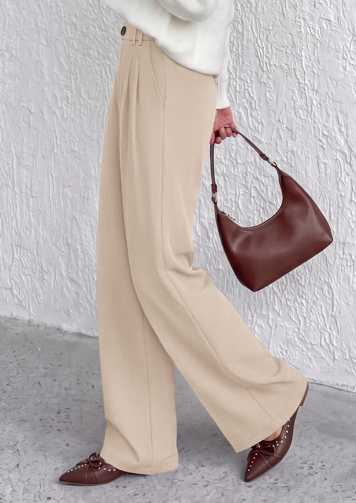 PRETTYGARDEN Women's Dress Pants Wide Leg Flowy Trousers High Waisted Palazzo Pants, Pleated Front, Side Pockets, Work Office Wear, Business Casual Outfits, Fall Fashion Clothing