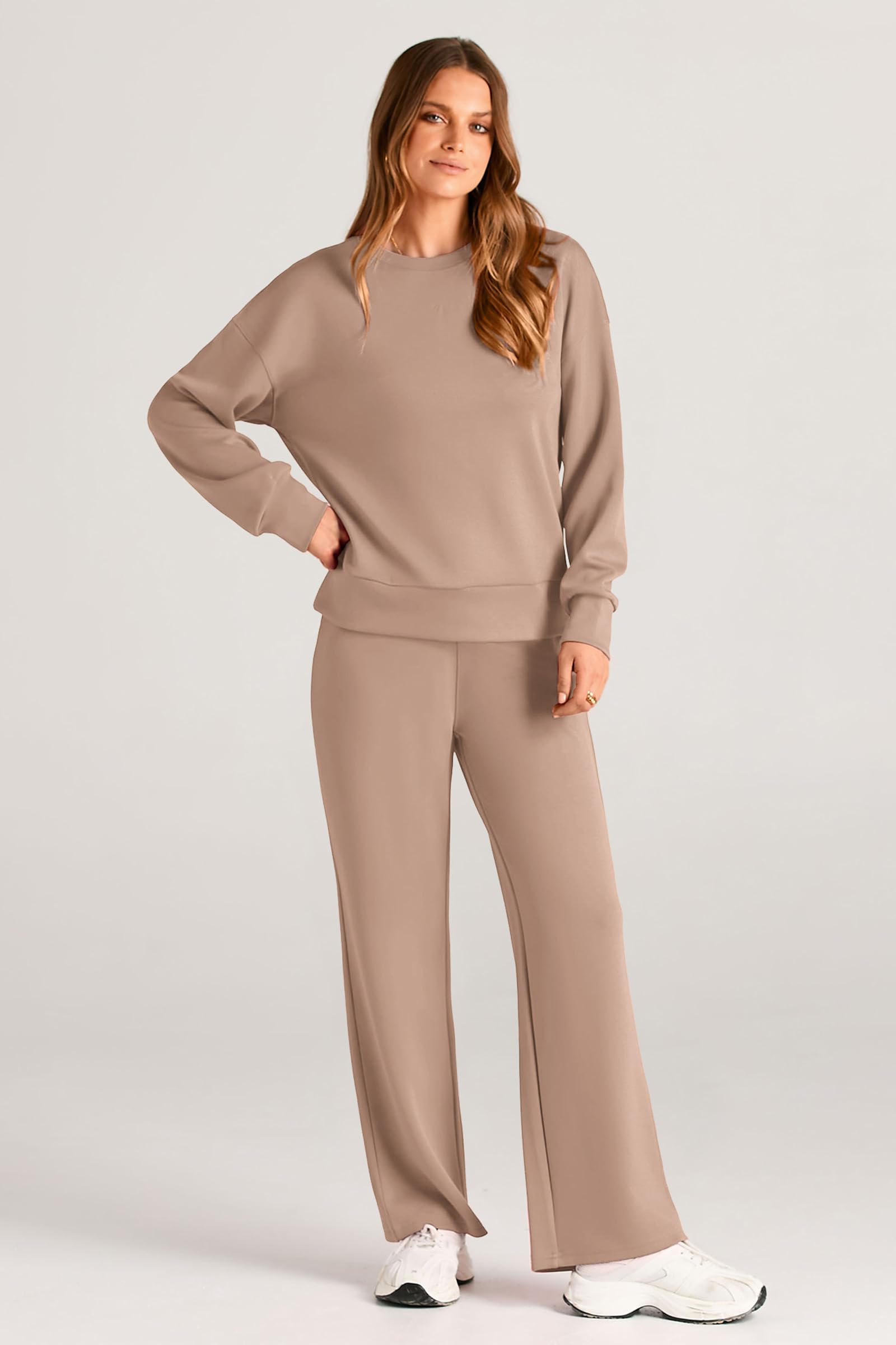 PRETTYGARDEN Womens 2 Piece Outfits Fall Long Sleeve Sweatshirt Wide Leg Pants Lounge Sets Winter Sweatsuits Tracksuit