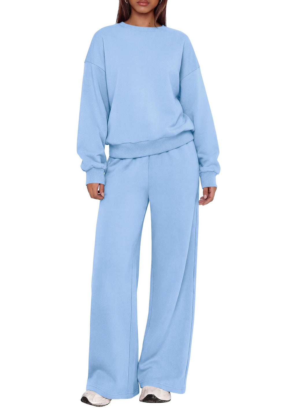 PRETTYGARDEN 2 Piece Lounge Sets for Women Casual Sweatsuits | Soft Fleece Lining,Crew Neck Oversized Sweatshirt & Wide Leg Pants,Workout Airport Matching Set Tracksuit,Fall Winter Outfits