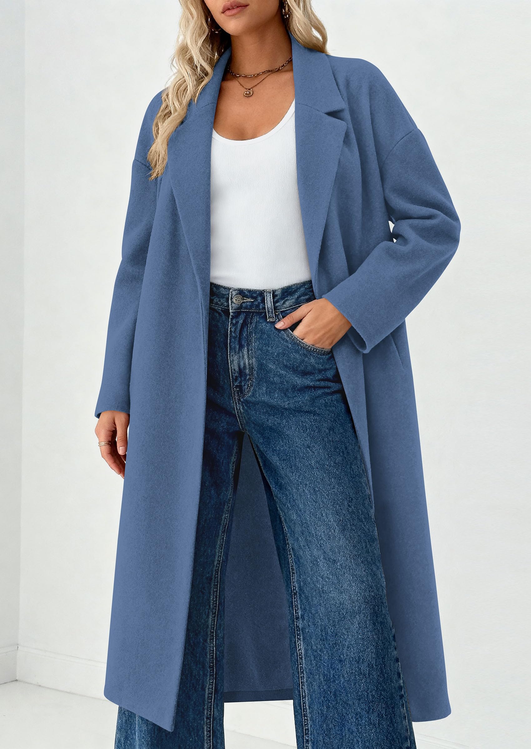 PRETTYGARDEN Womens Winter Coats Trendy Long Sleeve Notch Lapel Button Long Jackets Casual Oversized Vacation Outfits