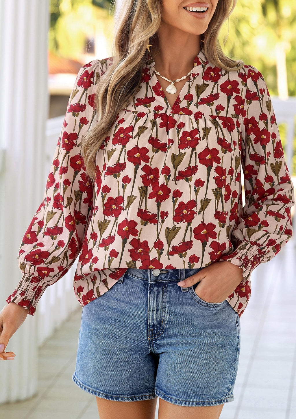 PRETTYGARDEN Women's Boho Floral Blouses Dressy Casual