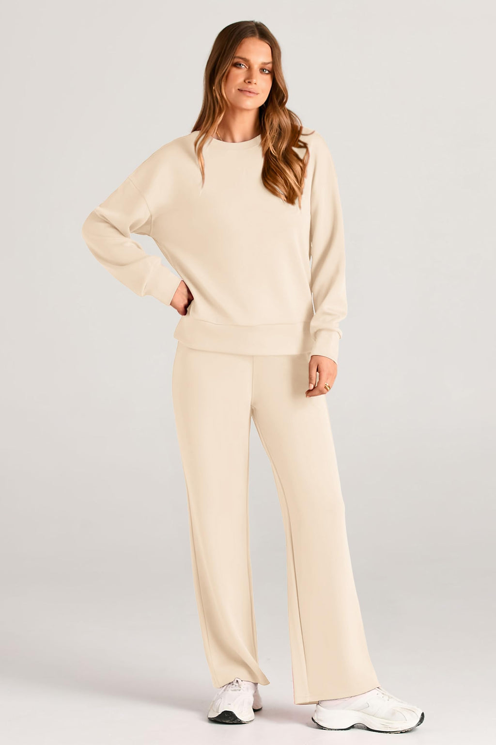 PRETTYGARDEN Womens 2 Piece Outfits Fall Long Sleeve Sweatshirt Wide Leg Pants Lounge Sets Winter Sweatsuits Tracksuit