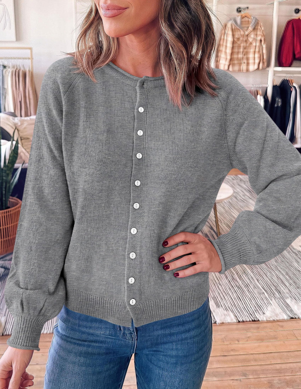 PRETTYGARDEN Women's Knit Cardigan Lightweight Cozy Sweaters Comfy Long Sleeve Work Tops, Button Down Shirts, Rolled Edges, Casual Fall Clothes for Going Out, Holiday, Winter Layering