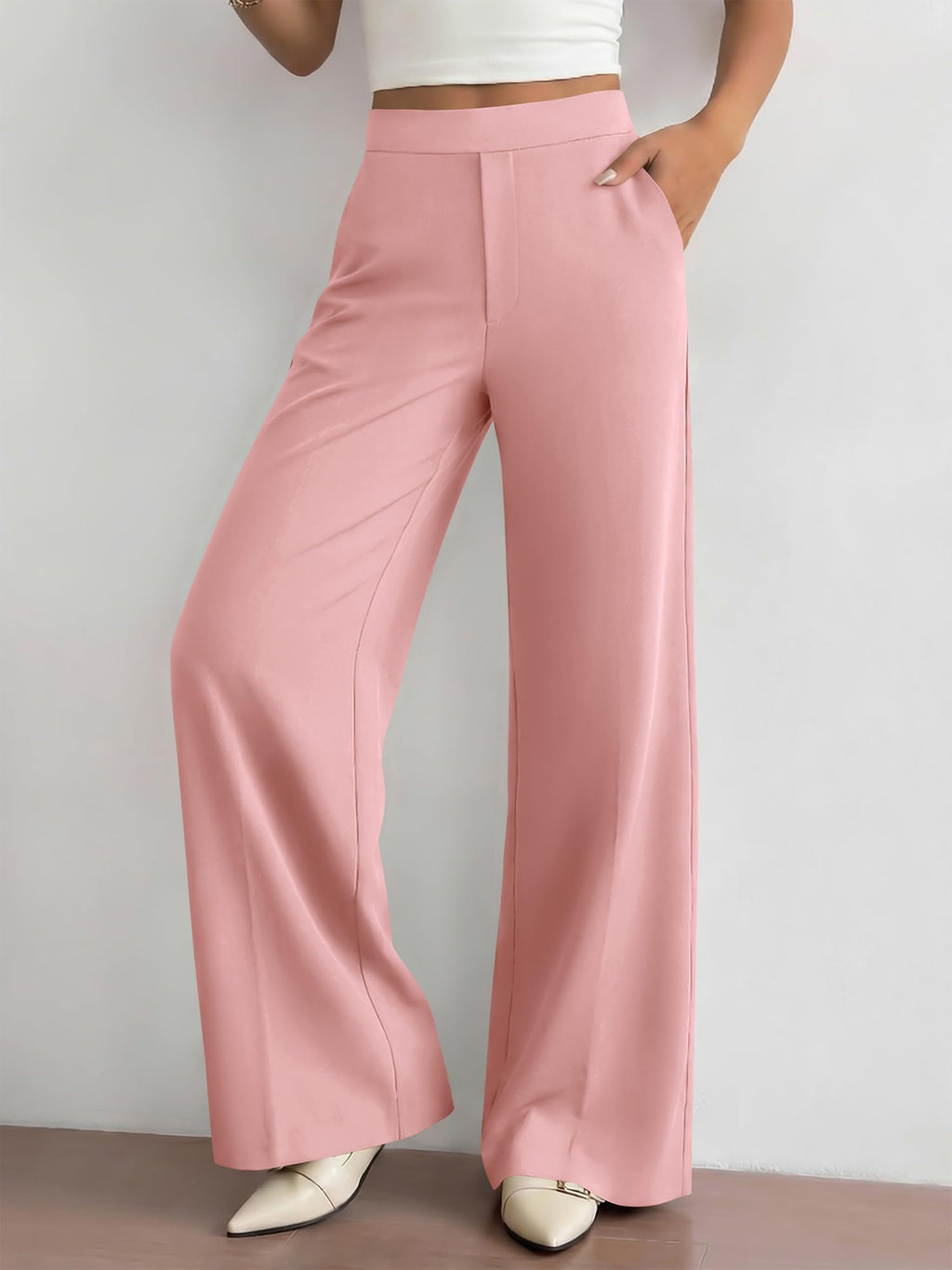 BTFBM Womens Dress Pants Wide Leg Trousers Pockets | High Waisted Long Business Casual Slacks Fall Fashion