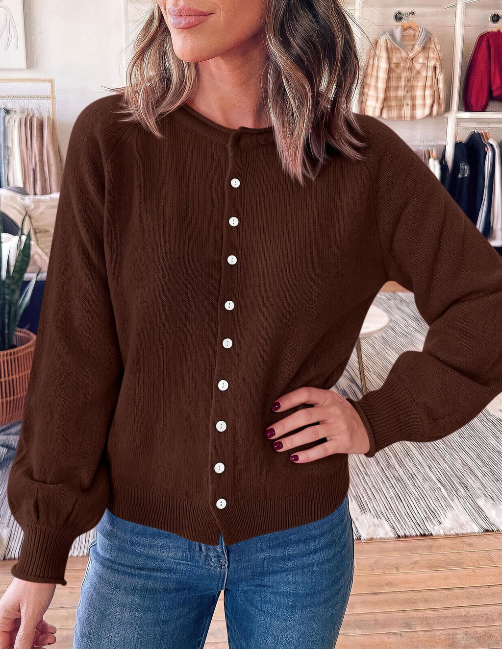PRETTYGARDEN Women's Knit Cardigan Lightweight Cozy Sweaters Comfy Long Sleeve Work Tops, Button Down Shirts, Rolled Edges, Casual Fall Clothes for Going Out, Holiday, Winter Layering