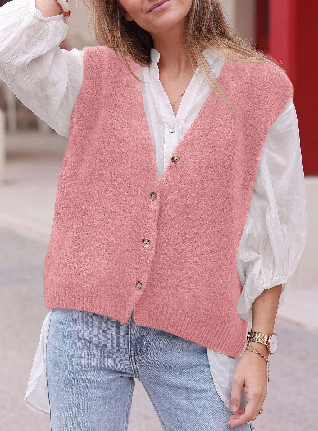 PRETTYGARDEN Womens Fall Sleeveless Button Down Sweater Vest | Soft Knit Fabric, Fashion Deep V Neck, Casual Loose Fit Sweater, Going Out Outfits, 2026 Trendy Winter Clothes