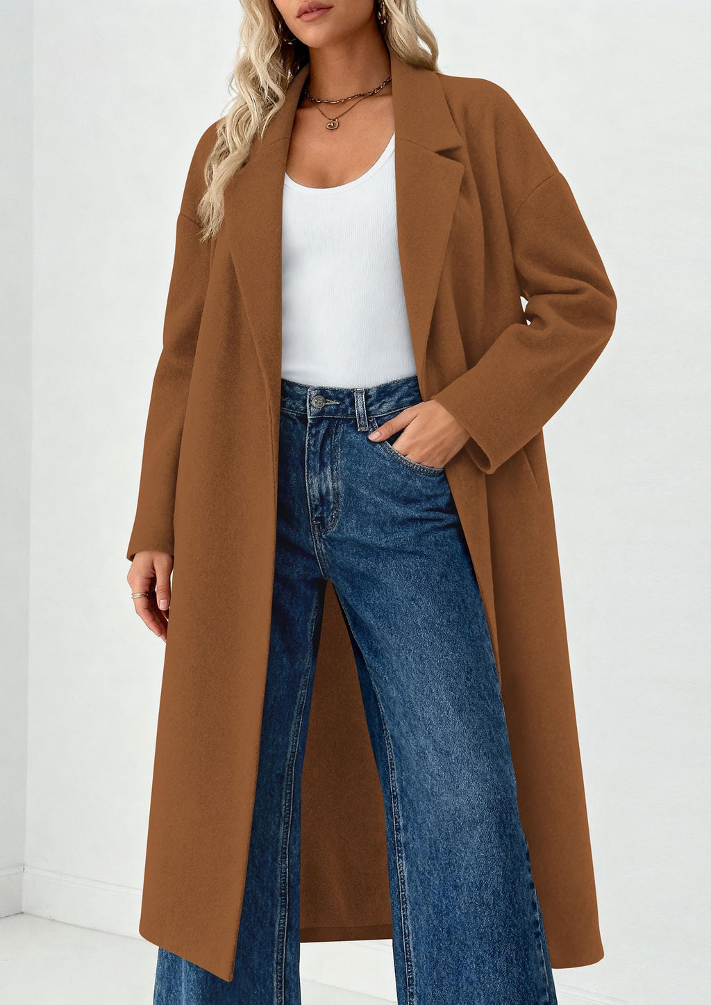 PRETTYGARDEN Womens Winter Coats Trendy Long Sleeve Notch Lapel Button Long Jackets Casual Oversized Vacation Outfits