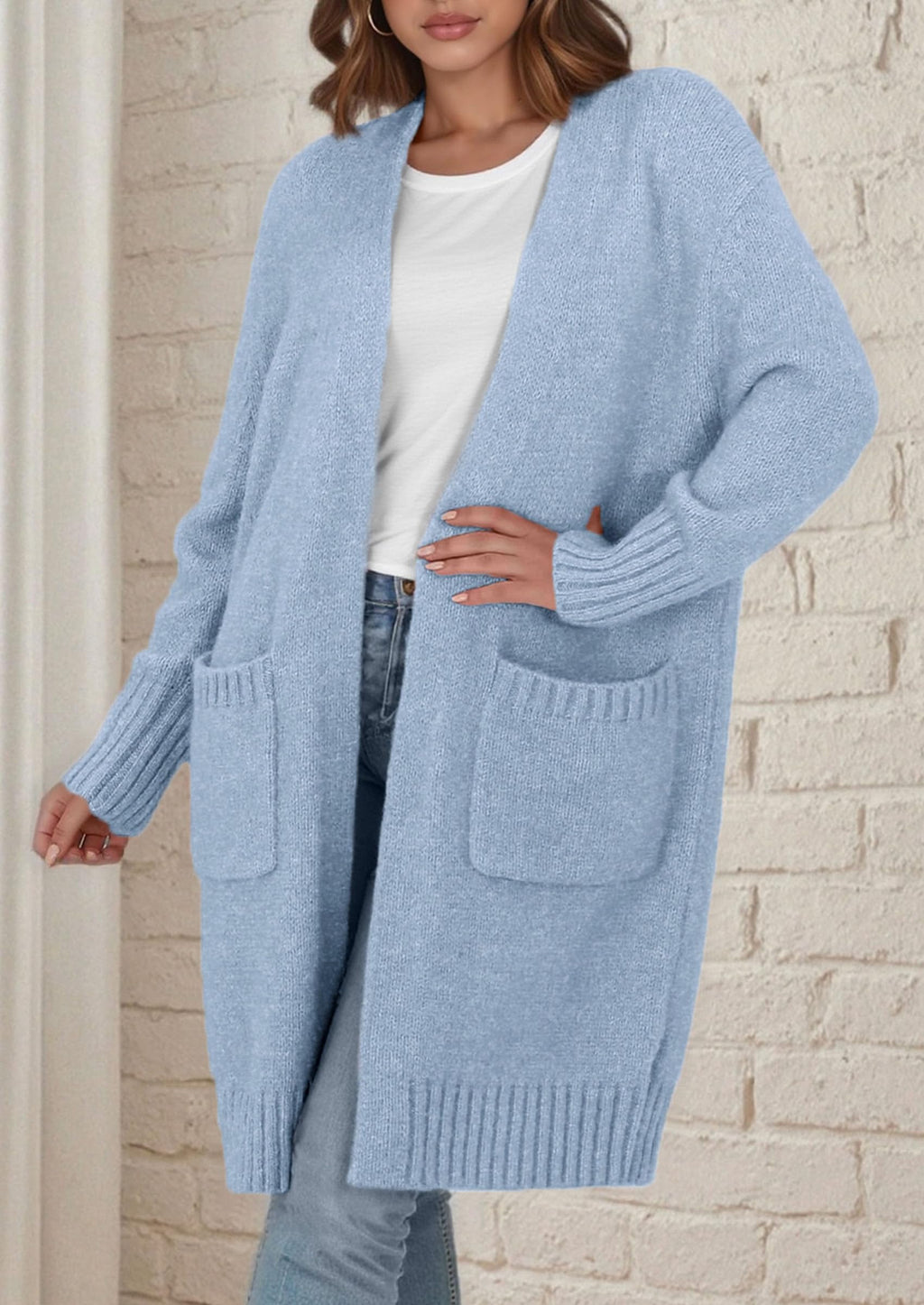 PRETTYGARDEN Fall Long Sleeve Cardigan Sweaters for Women Trendy Winter Open Front Loose Knitted Cardigans with Pockets