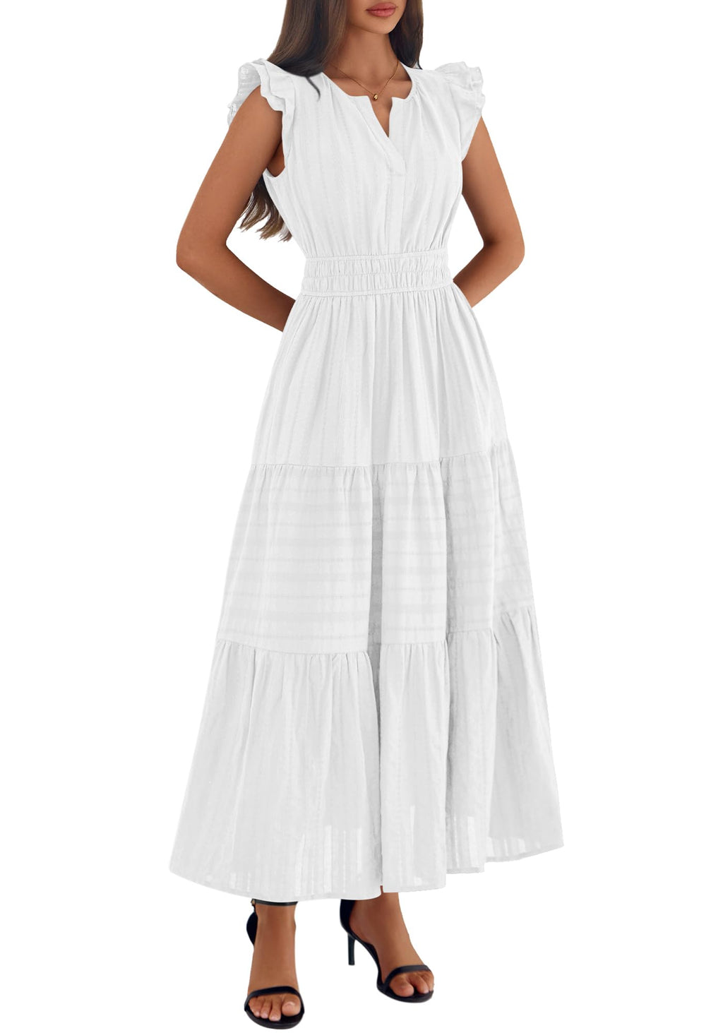 BTFBM Womens Summer Maxi Dress  Spring Boho Vacation Ruffle Flutter Short Sleeve A Line Tiered Flowy Dresses Pockets