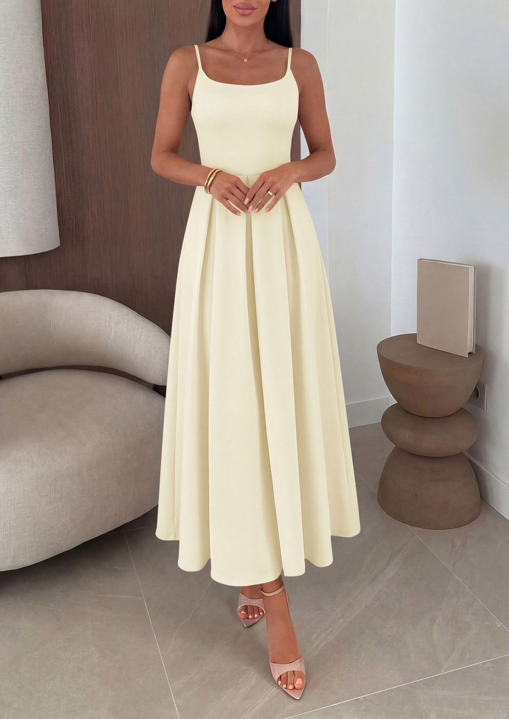 PRETTYGARDEN Cocktail Dresses for Women  Spring Elegant Ruffle A Line Long Flowy Summer Formal Wedding Guest Maxi Dress