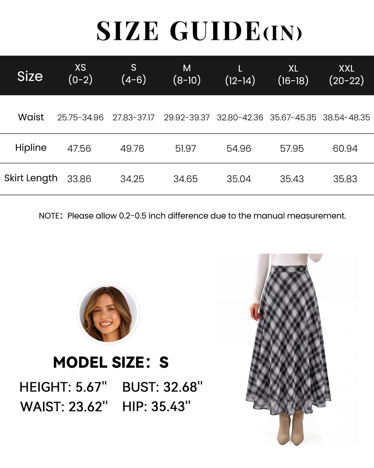 FreshPretty Casual A-Line Plaid Maxi Skirts for Women Trendy Fall Fashion Lightweight Chiffon Gingham Elastic Waist Long Skirt,Cute Winter Clothing,Spring Flowy Beach Vacation Clothes
