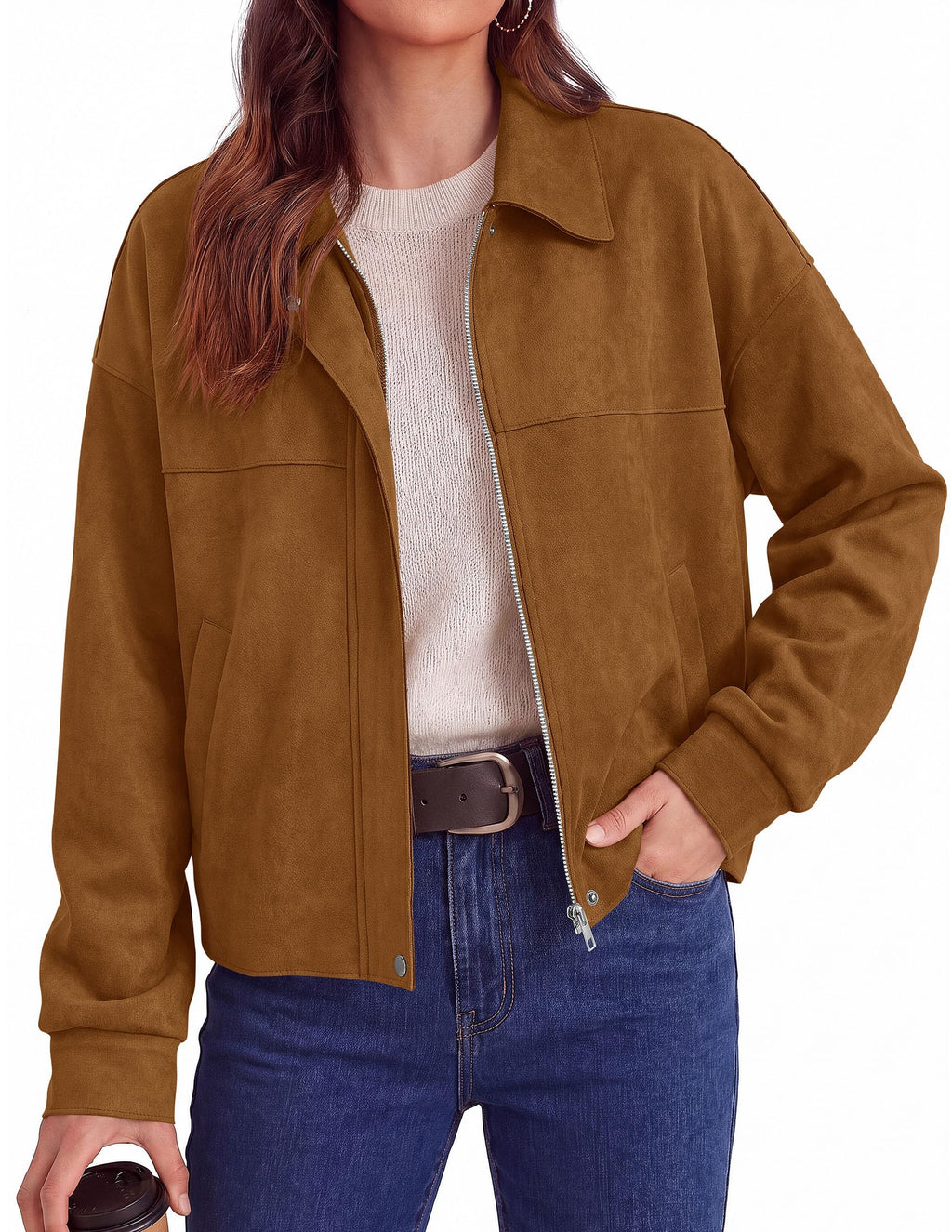 PRETTYGARDEN Women's Faux Suede Cropped Fall Jackets