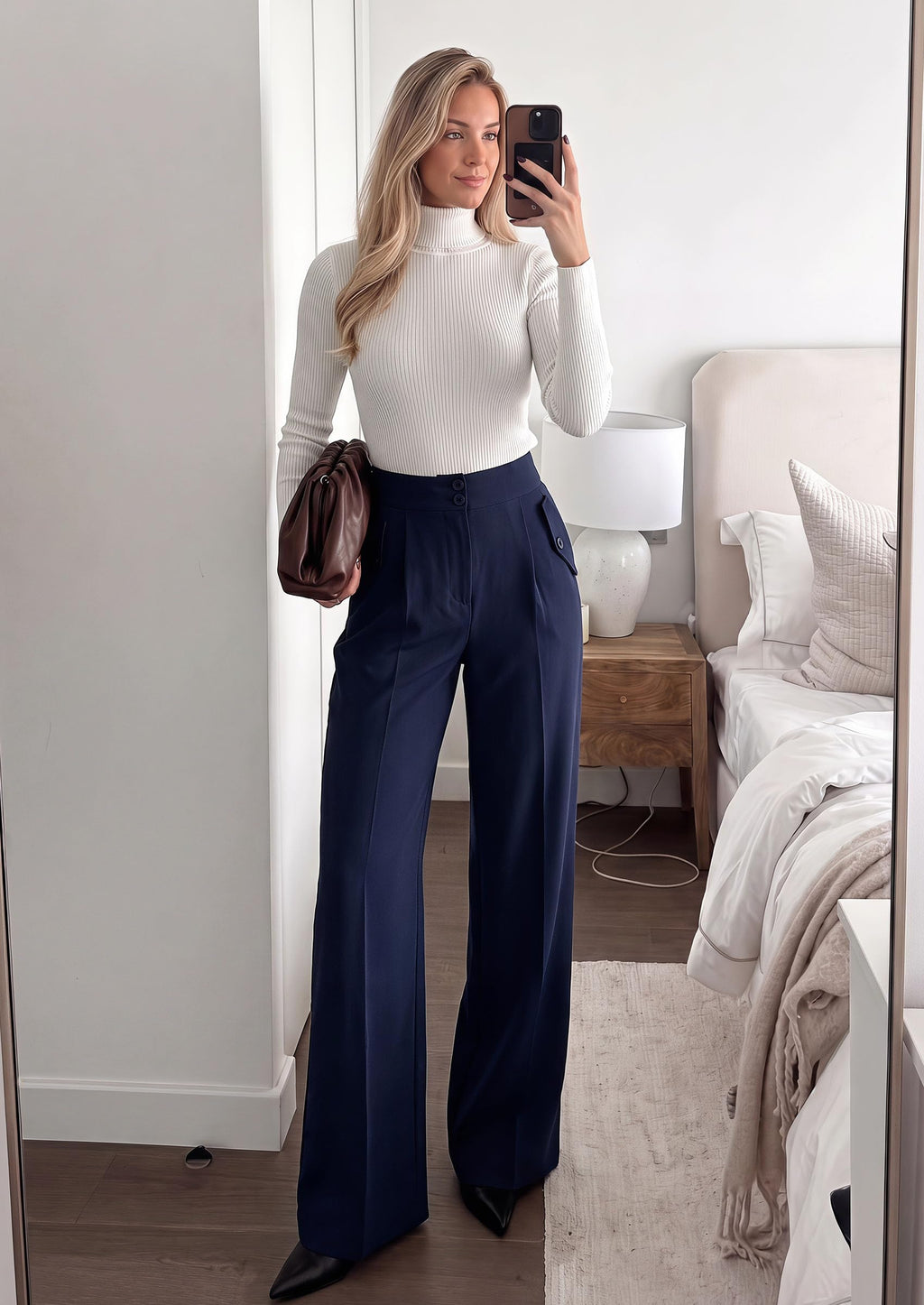 PRETTYGARDEN Women's Wide Leg Work Dress Pants Trousers | Palazzo Pant with Pockets, Lightweight Flowy, High Elastic Waistband, Office Wear, Business Casual Outfits, Fashion Clothing